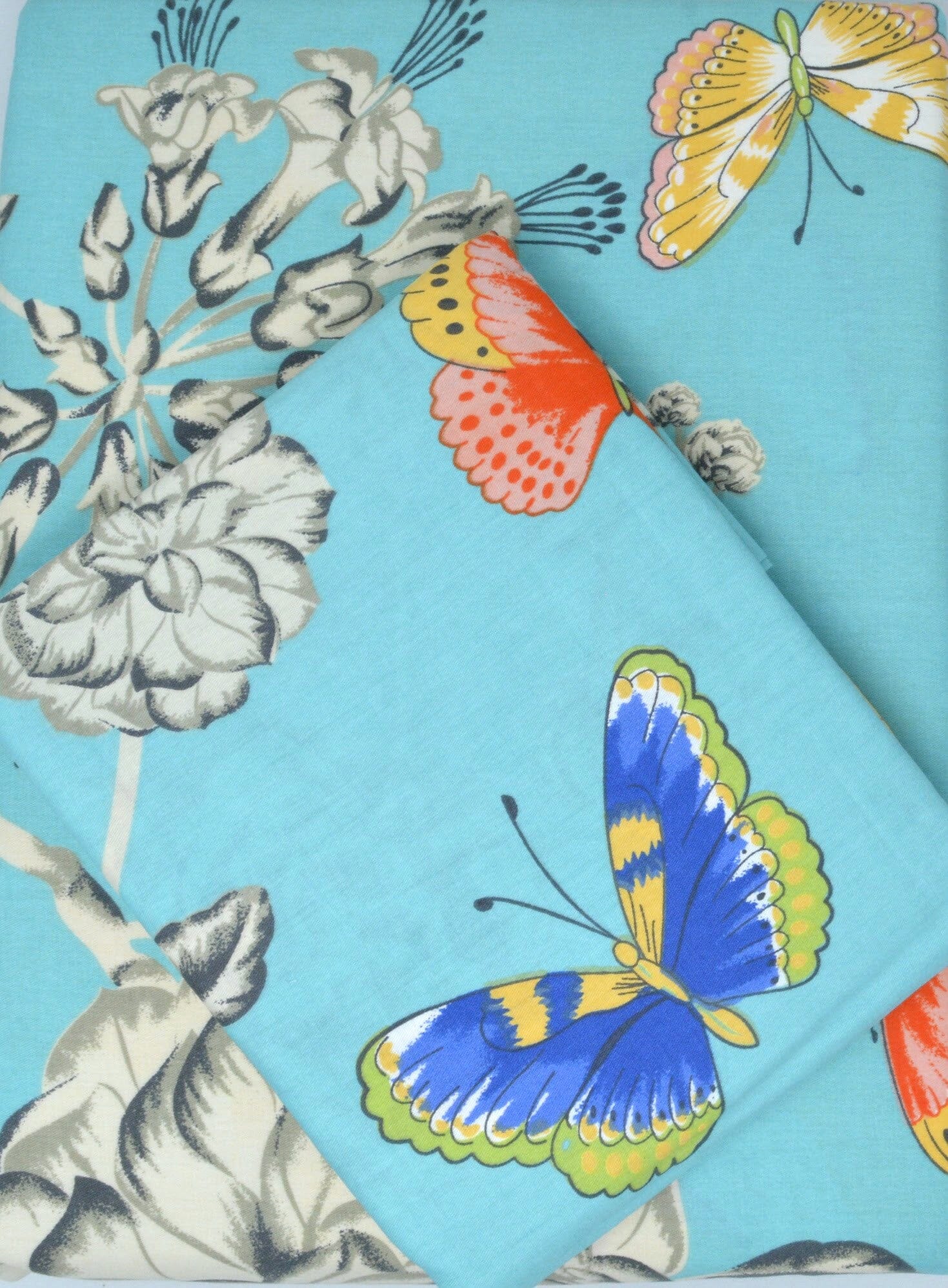 Tache Butterfly Wonderland Cotton Aqua Floral Duvet Cover (2142) - Tache Home Fashion