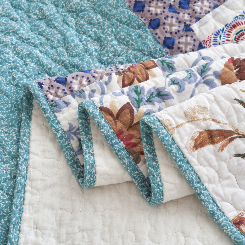 Tache Old World Garden Pastel Blue Yellow Red Hummingbirds Cotton Patc