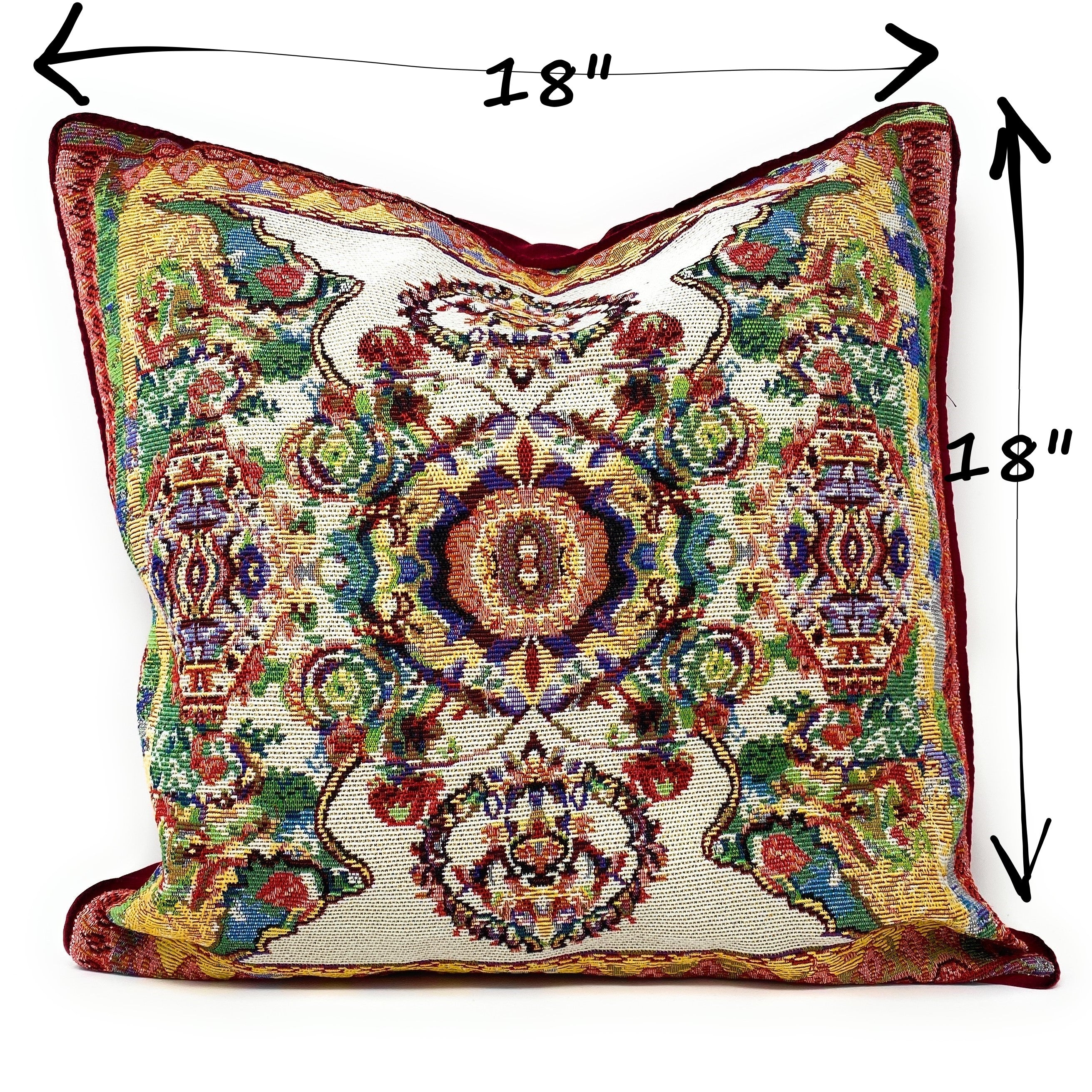 Tache Elegant Ivory Colorful Ornate Paisley Woven Tapestry Throw Pillow Cover (18193)