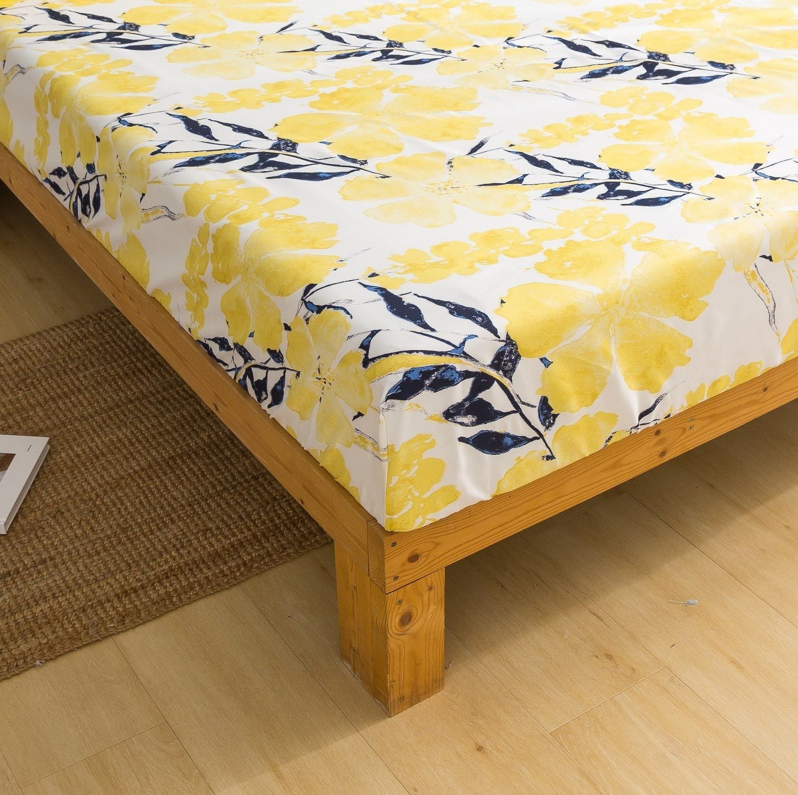 Tache Microfiber Watercolor Tropical Floral Yellow Blue Fitted Sheet / Flat Sheet (JHW-841)