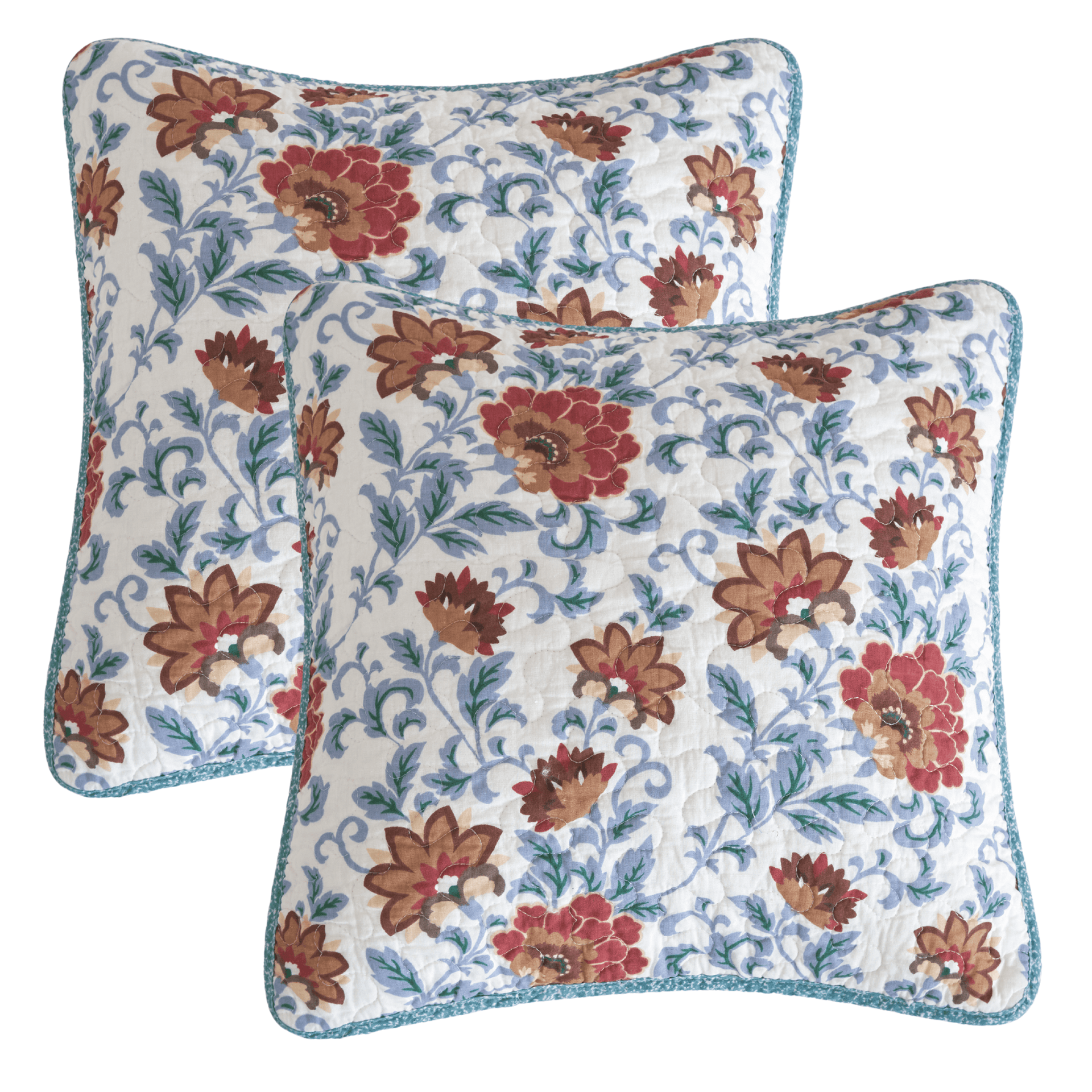 Tache Cotton Floral Jacobean Blue White Old World Garden Cushion Cover