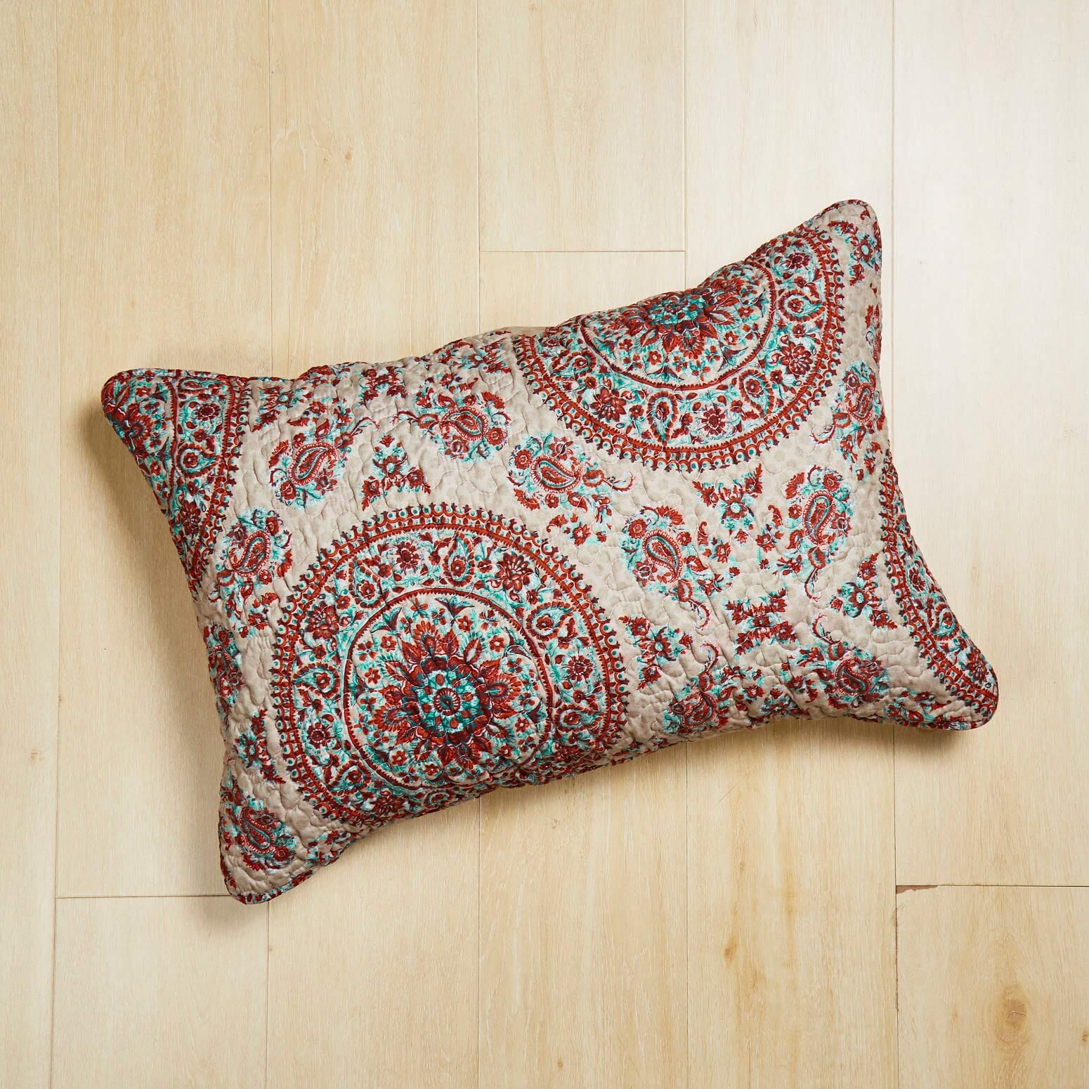 Tache Bohemian Desert Medallion Boteh Paisley Taupe Quilted Pillow Shams (TJ3502) - Tache Home Fashion