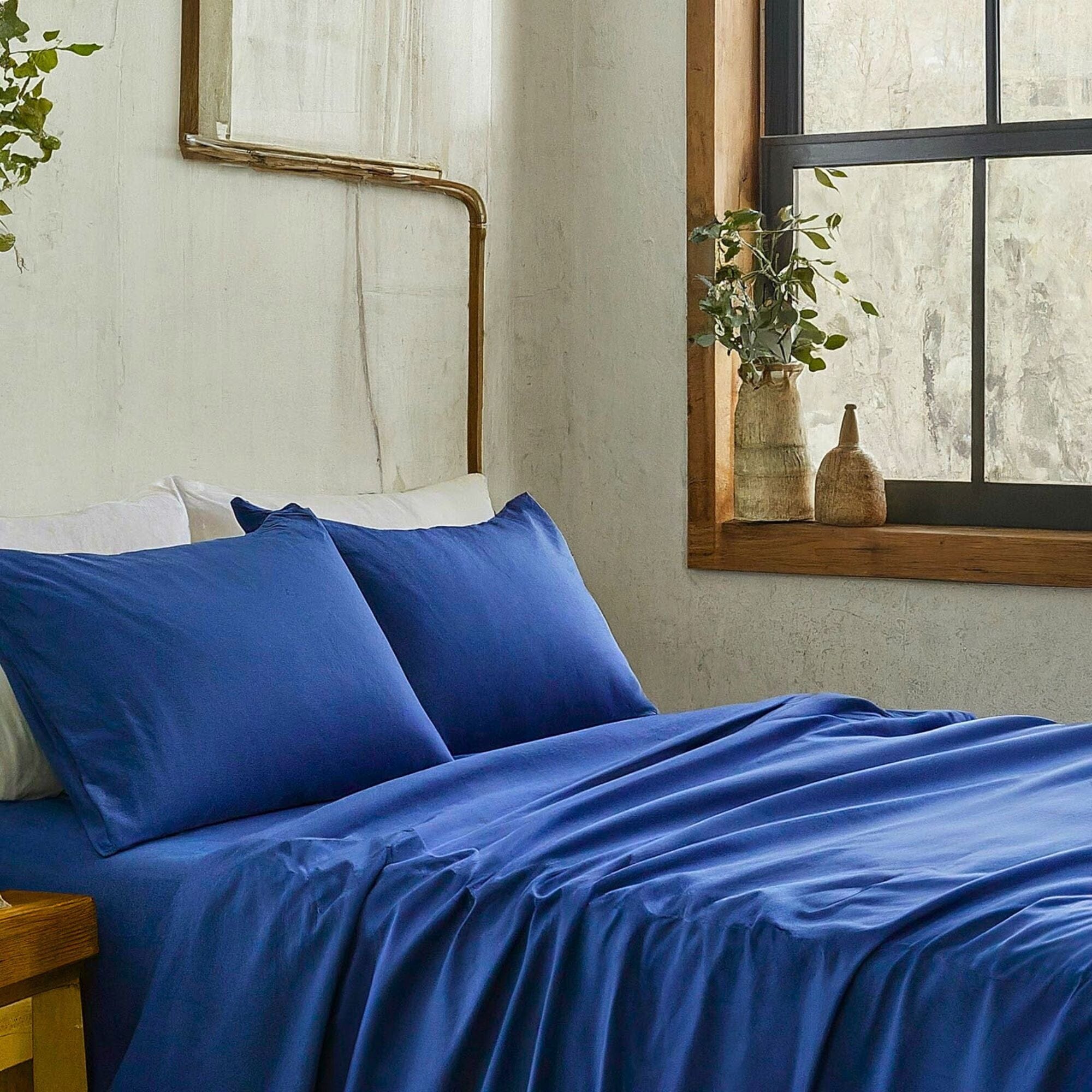 Tache Dark Navy Blue Duvet Cover With Zipper Closure Super Soft Wrinkle Free in a farmhouse bedroom
