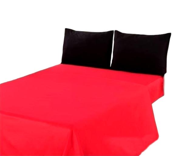Tache Cotton Vibrant Red and Black Bed sheet set (BS4PC-BR)