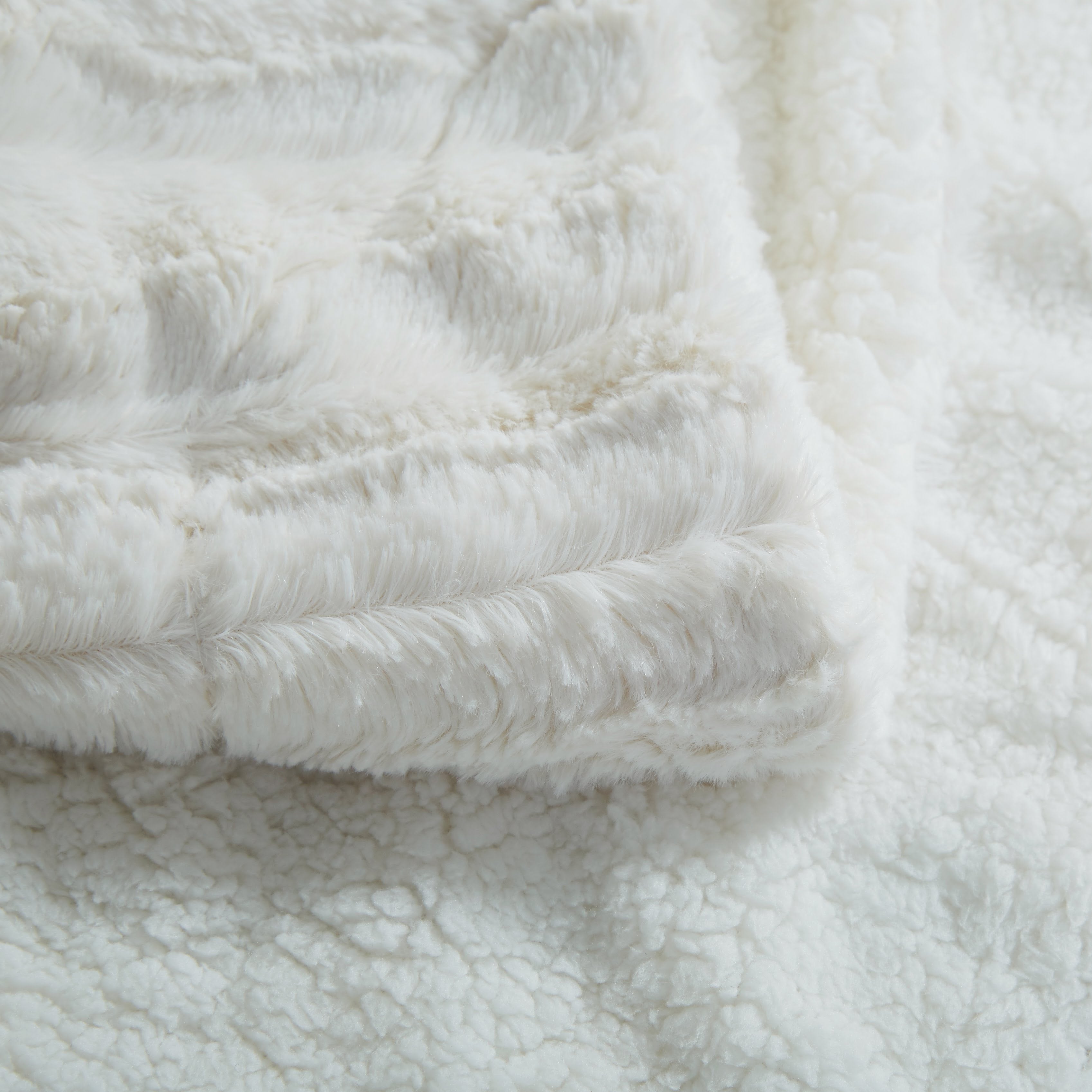 Tache White Polar Faux Fur with Sherpa Throw Blanket