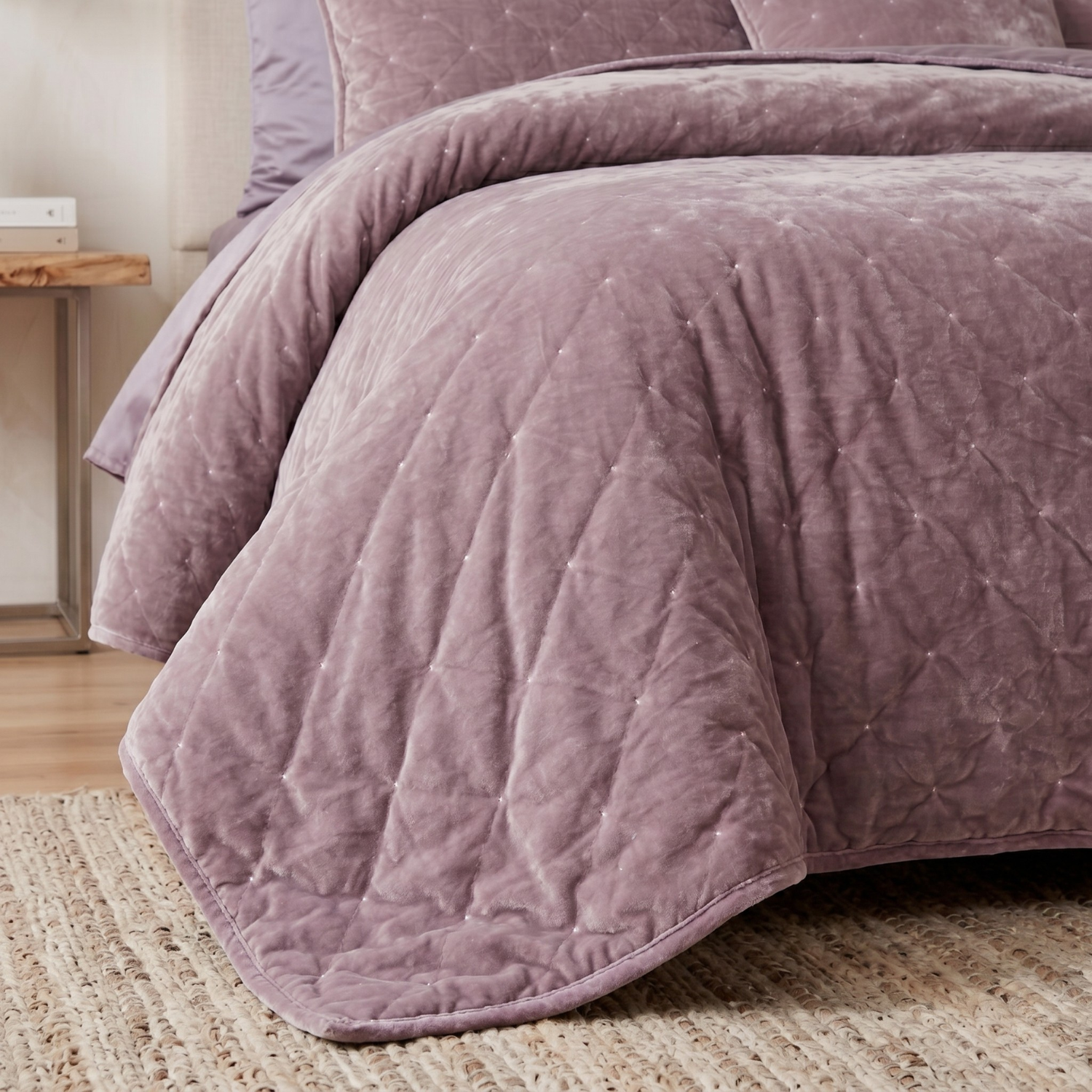 Tache Plush Dreams Purple Mauve Tufted Velvet Quilt Set (JHW-853P)