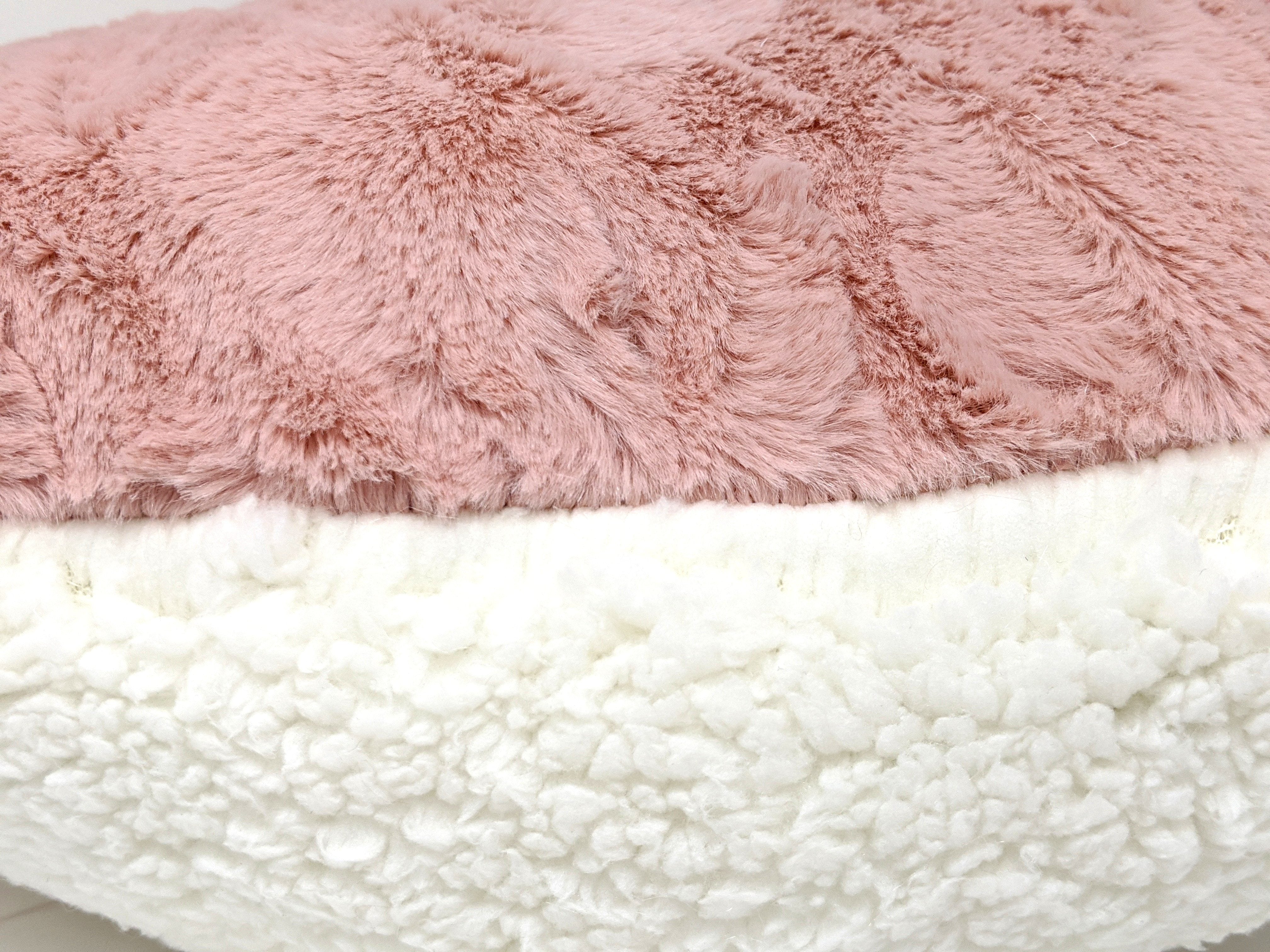 Tache Handmade Faux Fur Pink White Heart Shape Throw Pillow (#7) - Tache Home Fashion