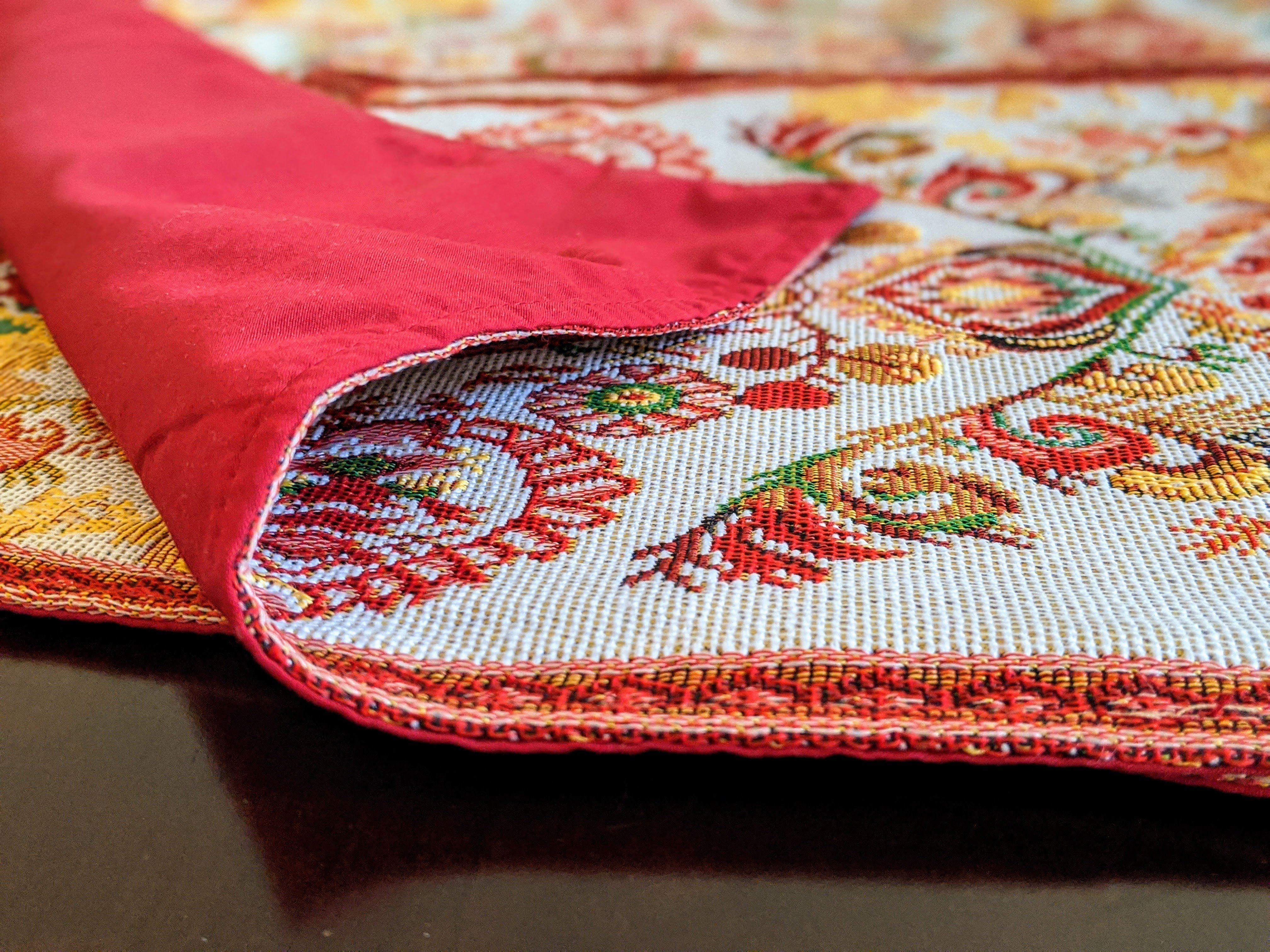 Tache Elegant Burgundy Ornate Paisley Woven Tapestry Placemat Set (18194) - Tache Home Fashion