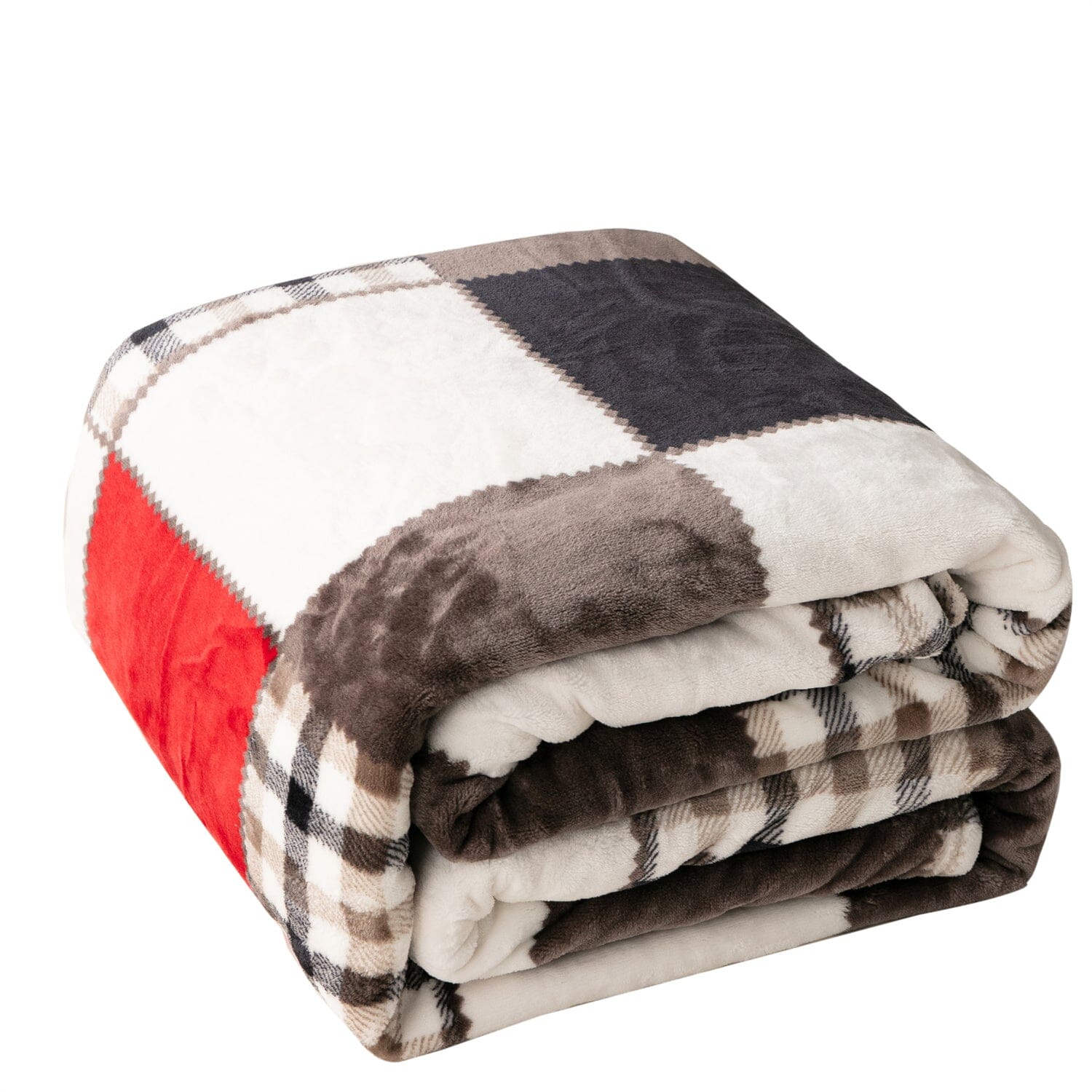 Tache Brown Red Sunset Maple Farmhouse Plaid Patchwork Throw Blanket 90x90 (4025) - Tache Home Fashion