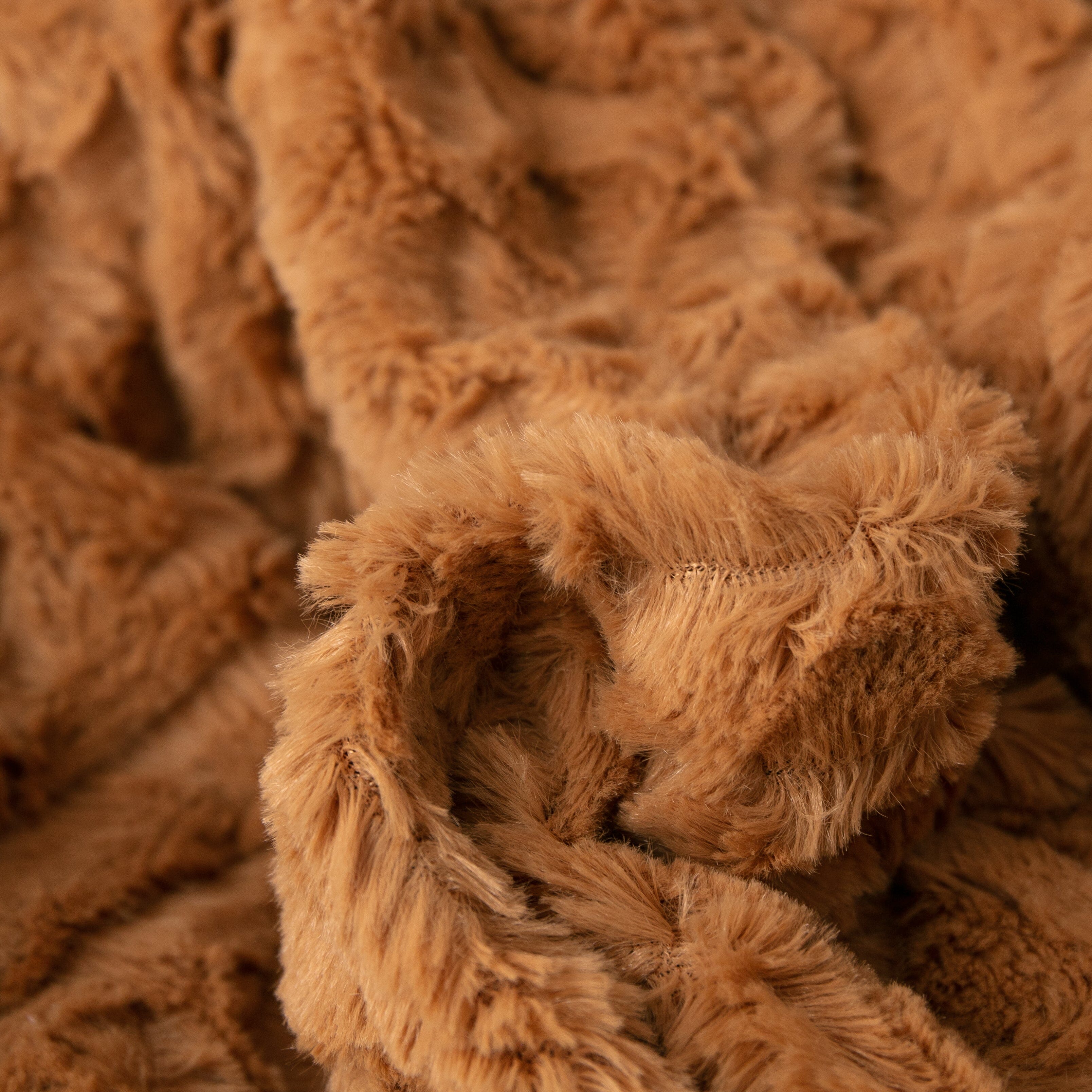 Tache Caramel Brown Faux Fur Throw Blanket Chevron Geometric Embossed (#10) - Tache Home Fashion