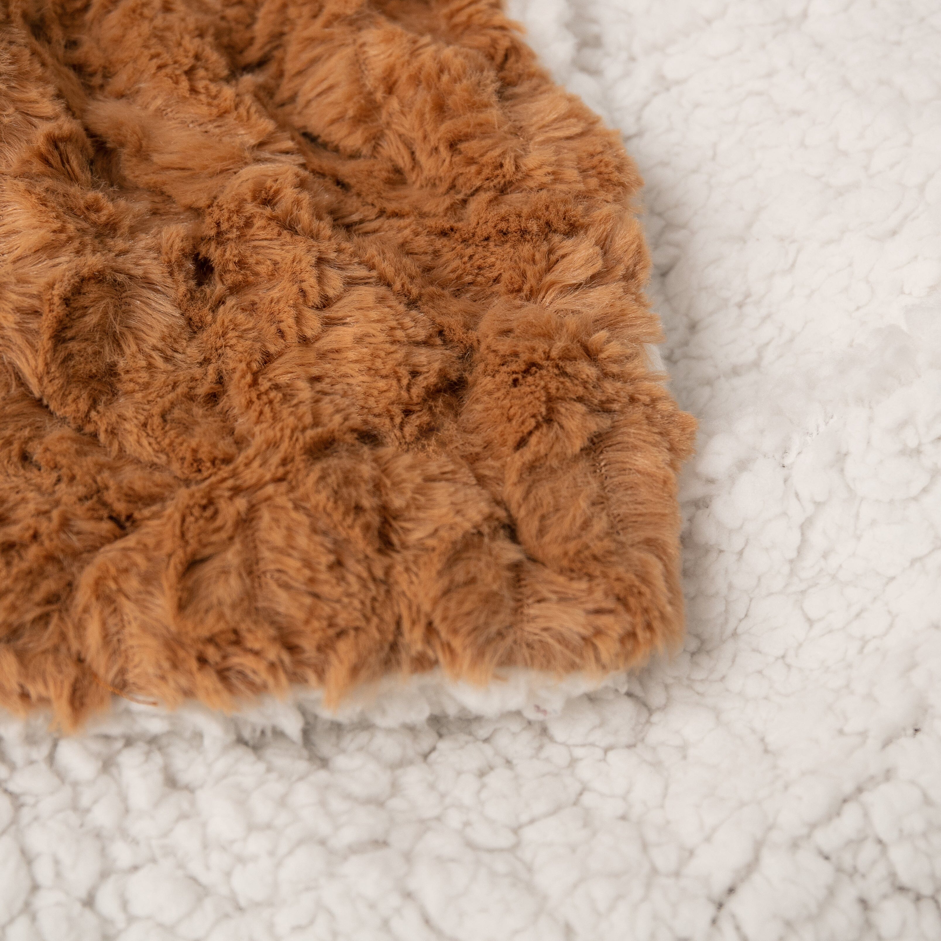 Tache Caramel Brown Faux Fur Throw Blanket Chevron Geometric Embossed (#10) - Tache Home Fashion