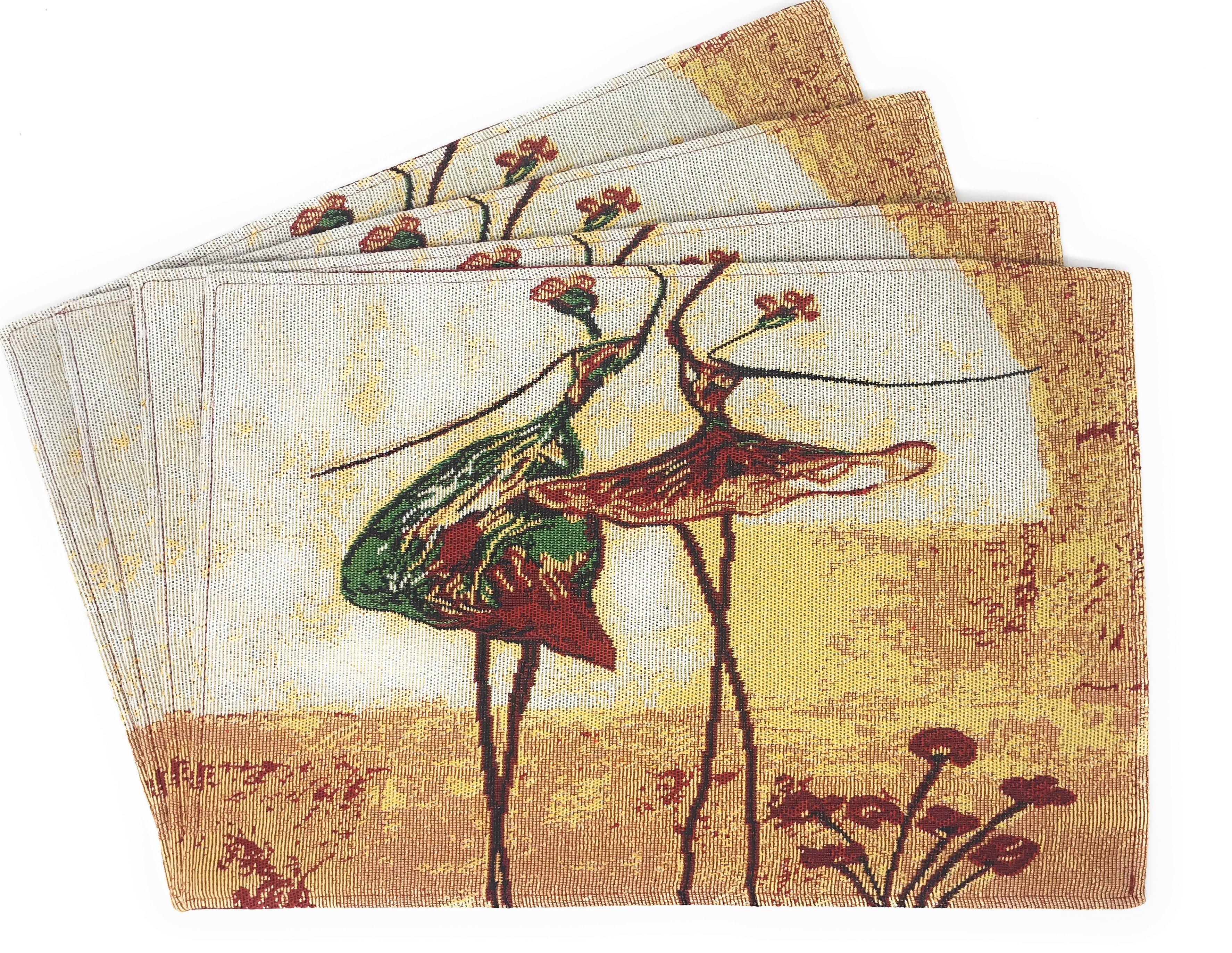 Tache Abstract Art Ballet Ballerina Dancers Beige Woven Tapestry Placemat Set (18110) - Tache Home Fashion