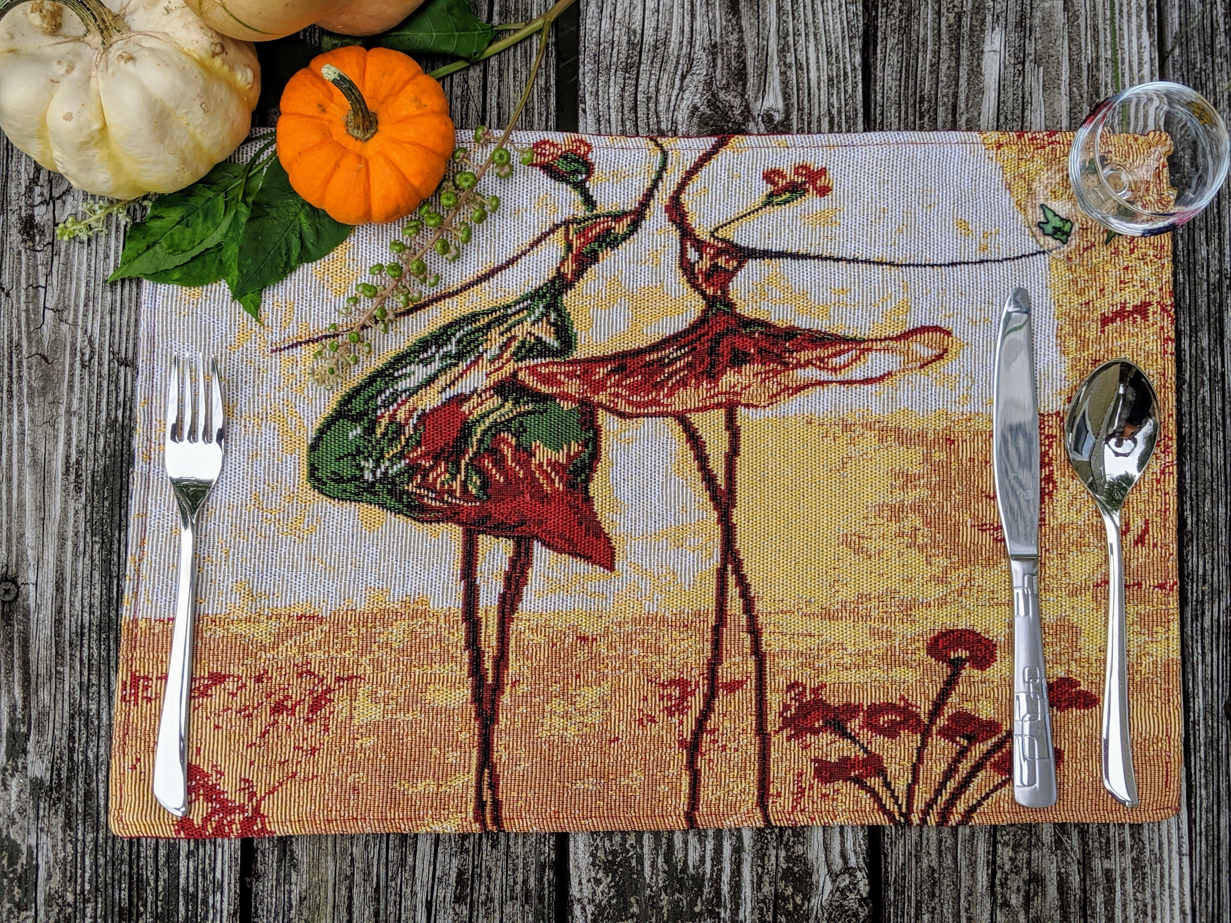 Tache Abstract Art Ballet Dancers Beige Woven Tapestry Placemat (18110) - Tache Home Fashion