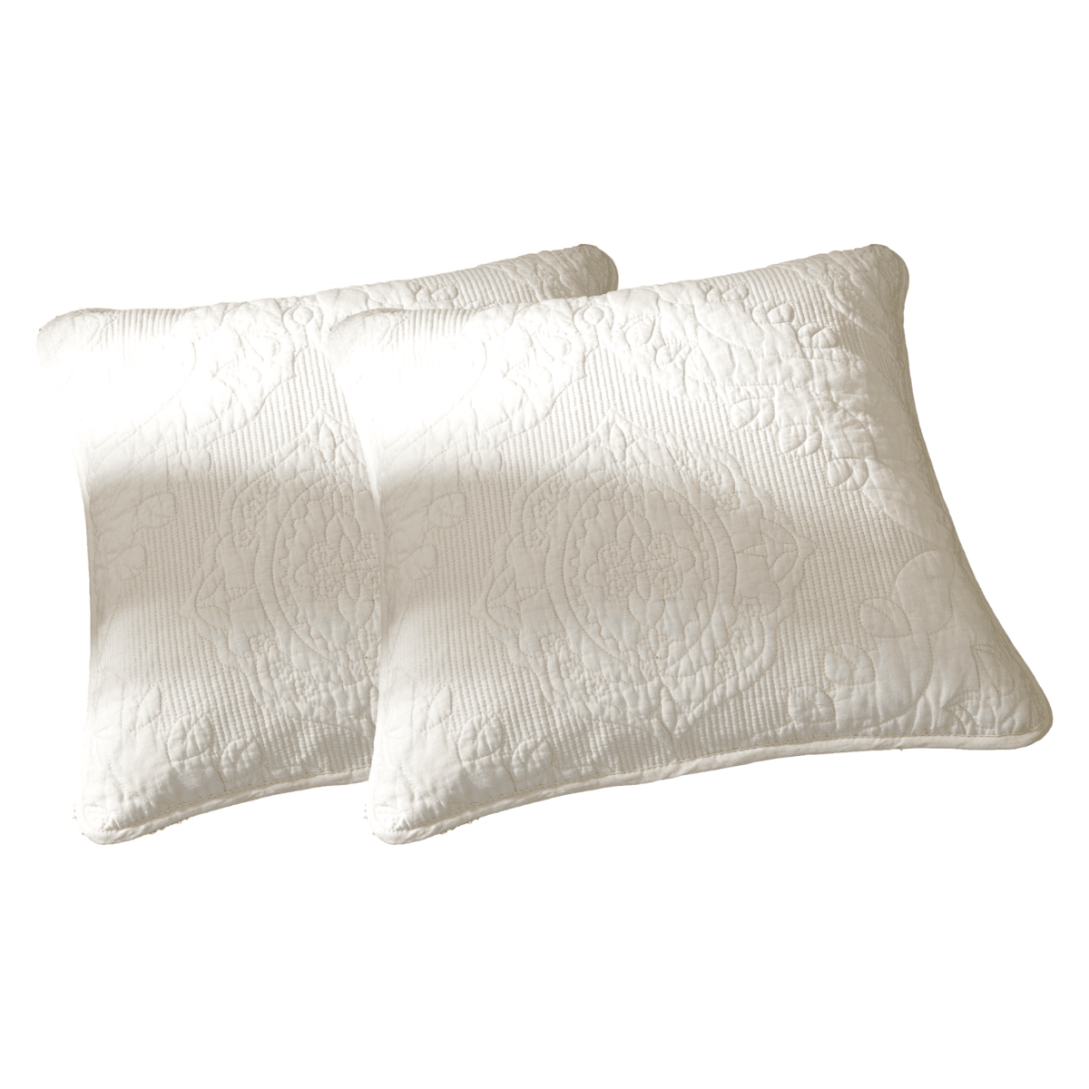 Tache Cotton Ivory White Paisley Damask Matelassé Powder Snow Cushion Covers / Euro Sham (JHW-643) - Tache Home Fashion