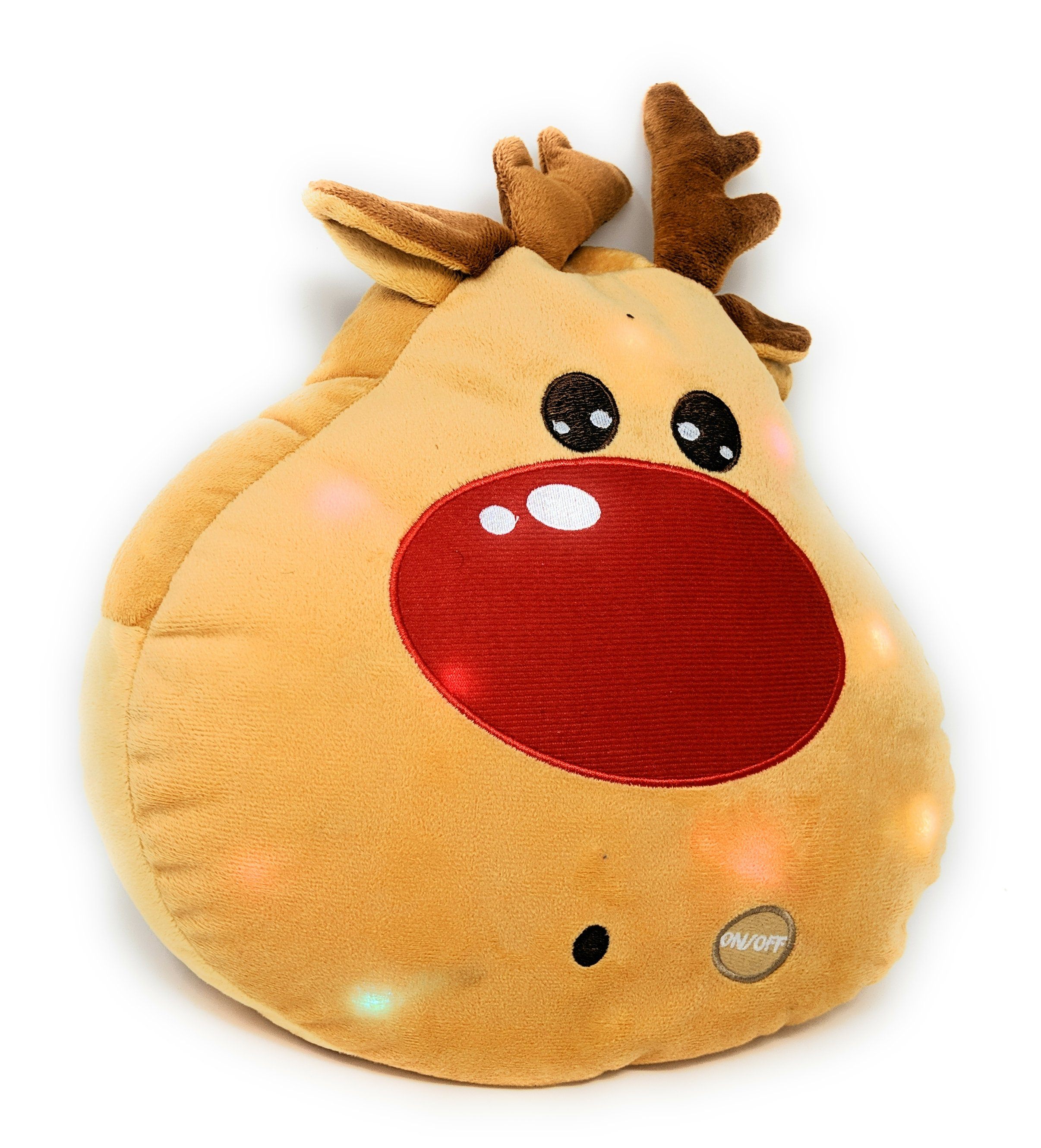 Tache Squishy Light Up Christmas Red-Nosed Reindeer Microbead Throw Pillow