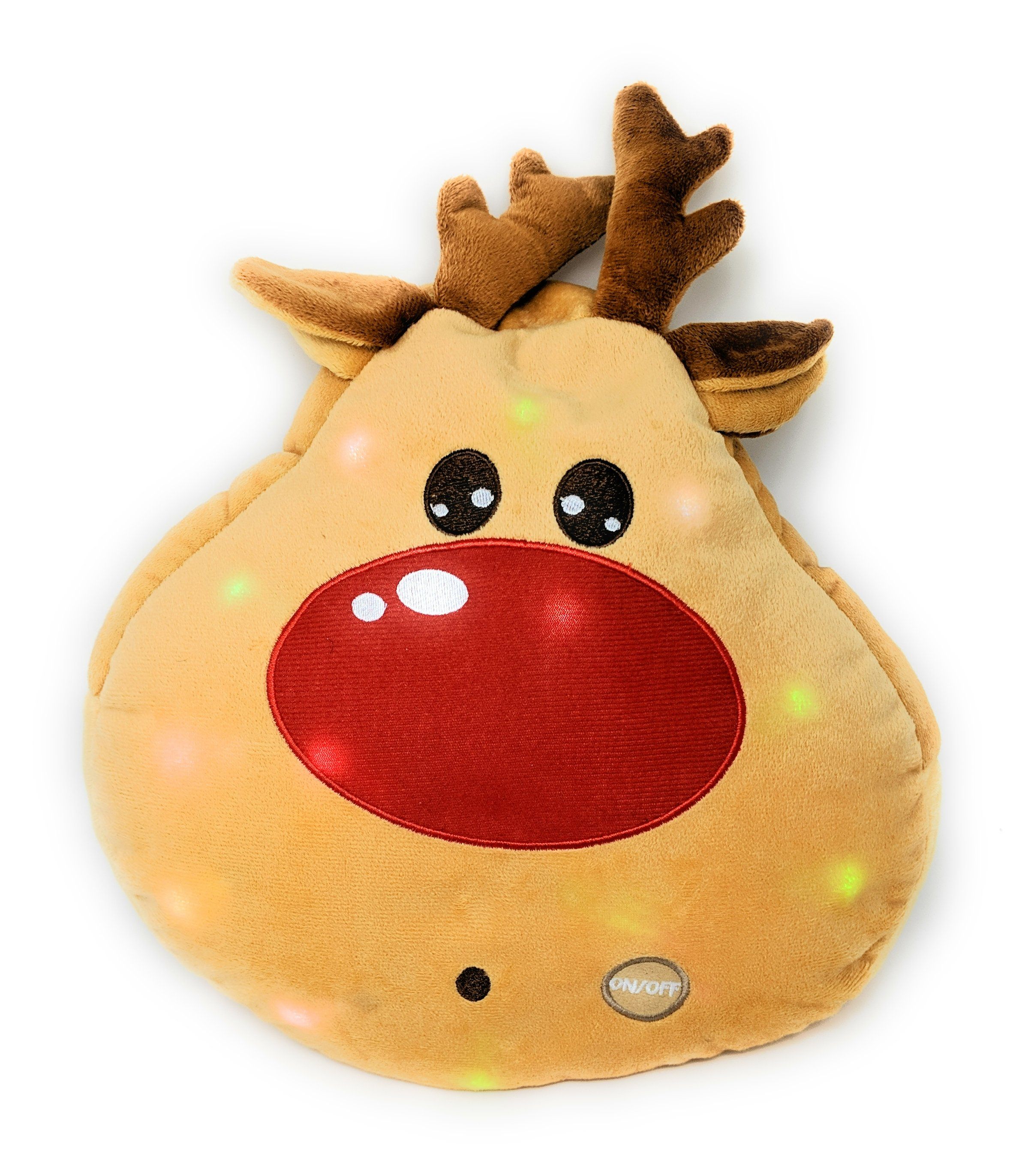 Tache Glowing Lightup Christmas Lights Festive Light Up Squishy Plush Reindeer Pillow Cushion Toy Doll With LED