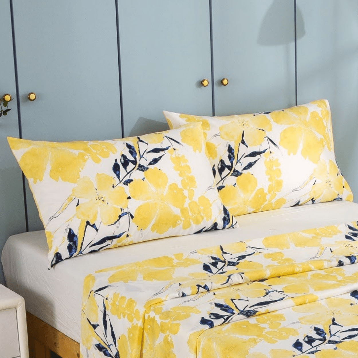 Tache Microfiber Watercolor Tropical Floral Yellow Blue Pillowcase (JHW-841) - Tache Home Fashion