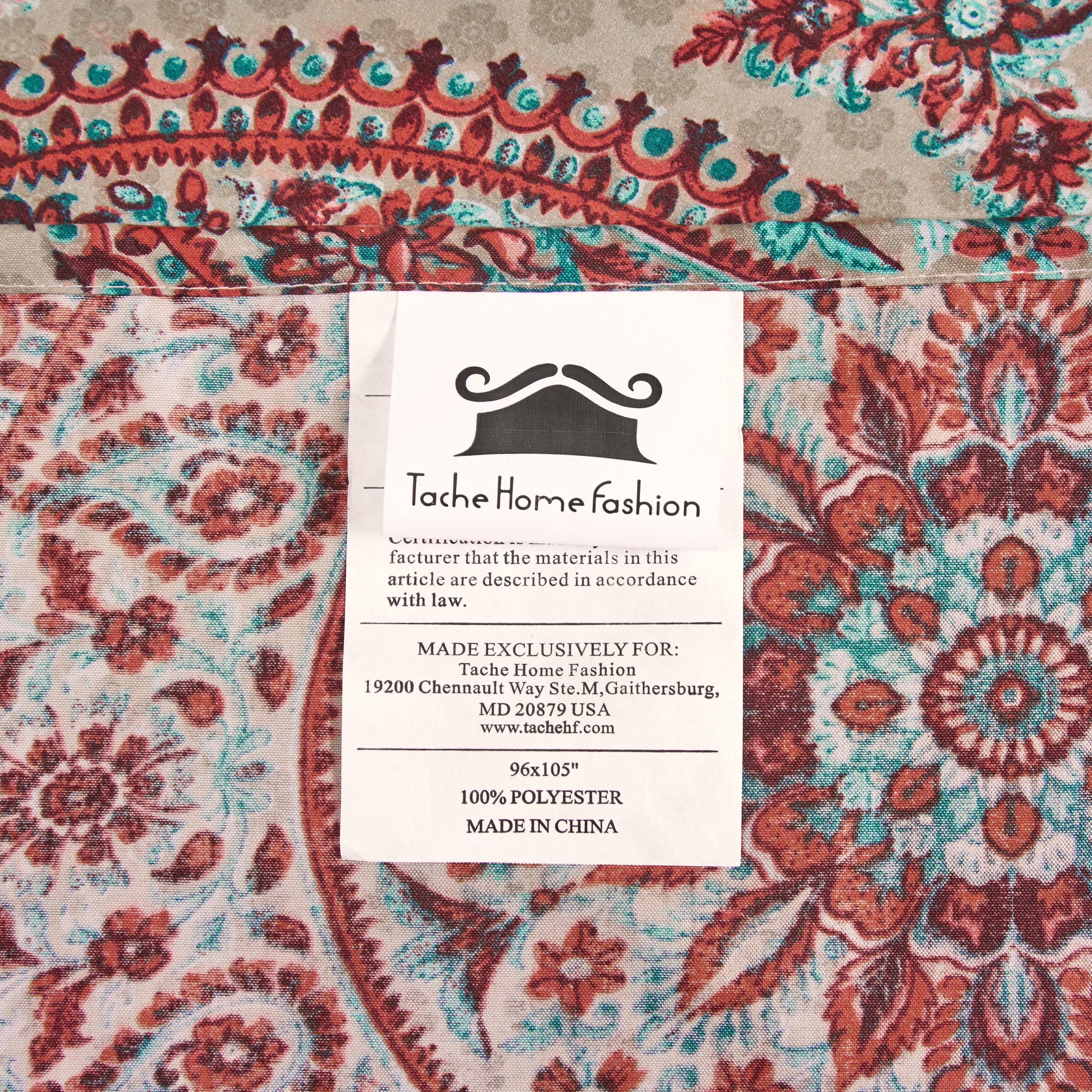 Tache Bohemian Desert Medallion Boteh Paisley Taupe Flat Sheet (TJ3502) - Tache Home Fashion