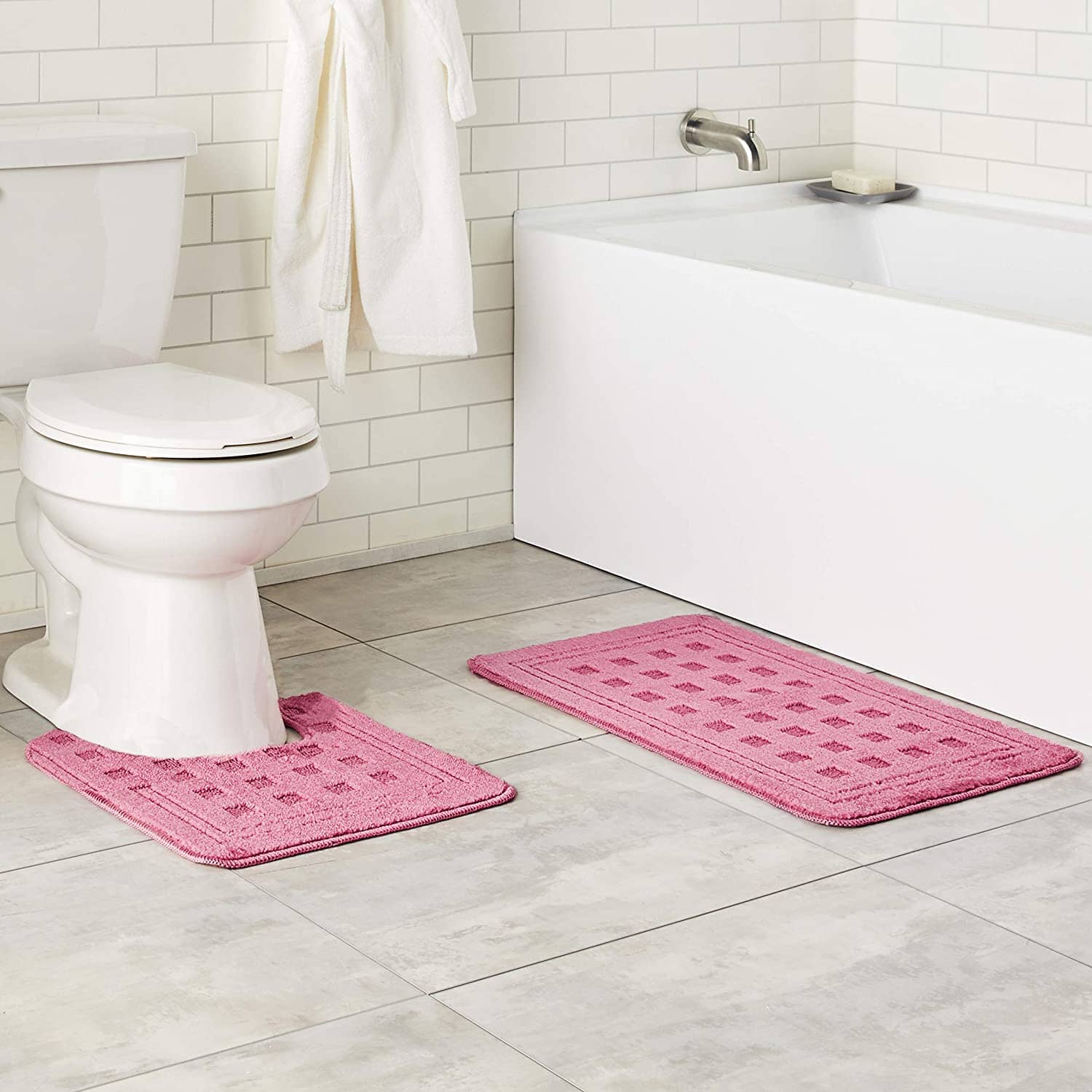 Bathroom Rugs Set 2 Pieces Soft Microfiber Bath Mat and U-Shaped
