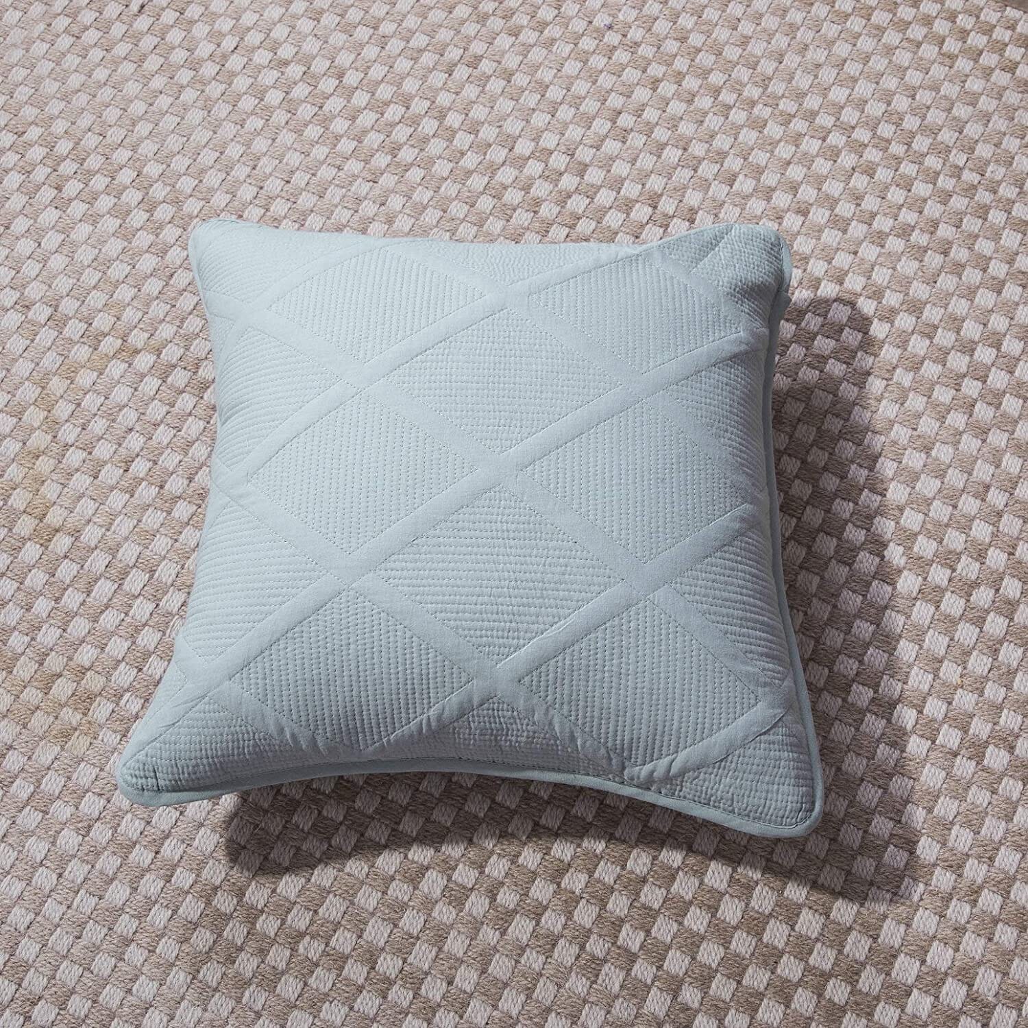 Tache Cotton Seafoam Blue Soothing Pastel Diamond Cushion Covers / Euro Sham (JHW-856) - Tache Home Fashion