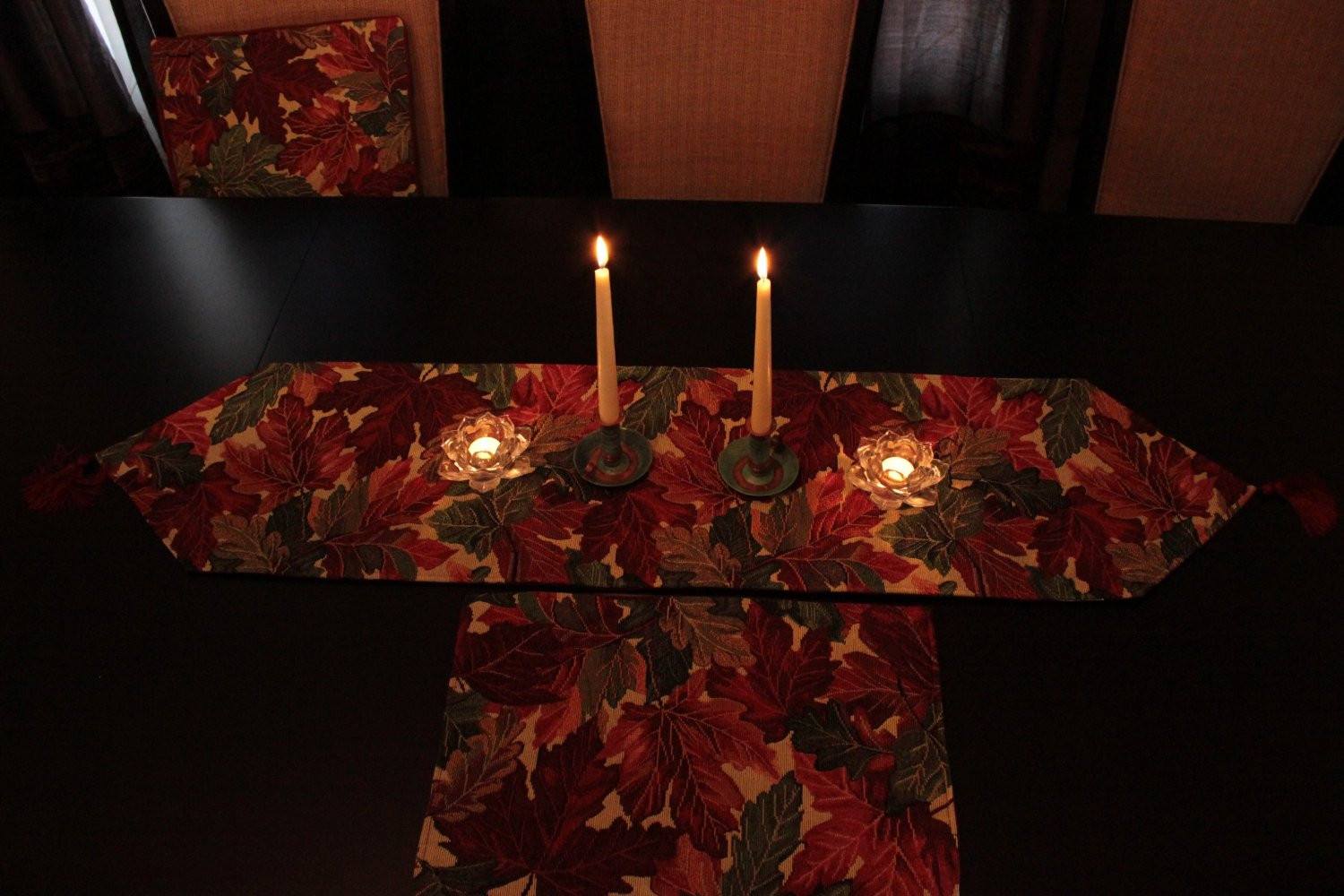 Tache Thanksgiving Leaves Red Orange Fall Foliage Tapestry Placemat Set of 4 (11516PM) - Tache Home Fashion