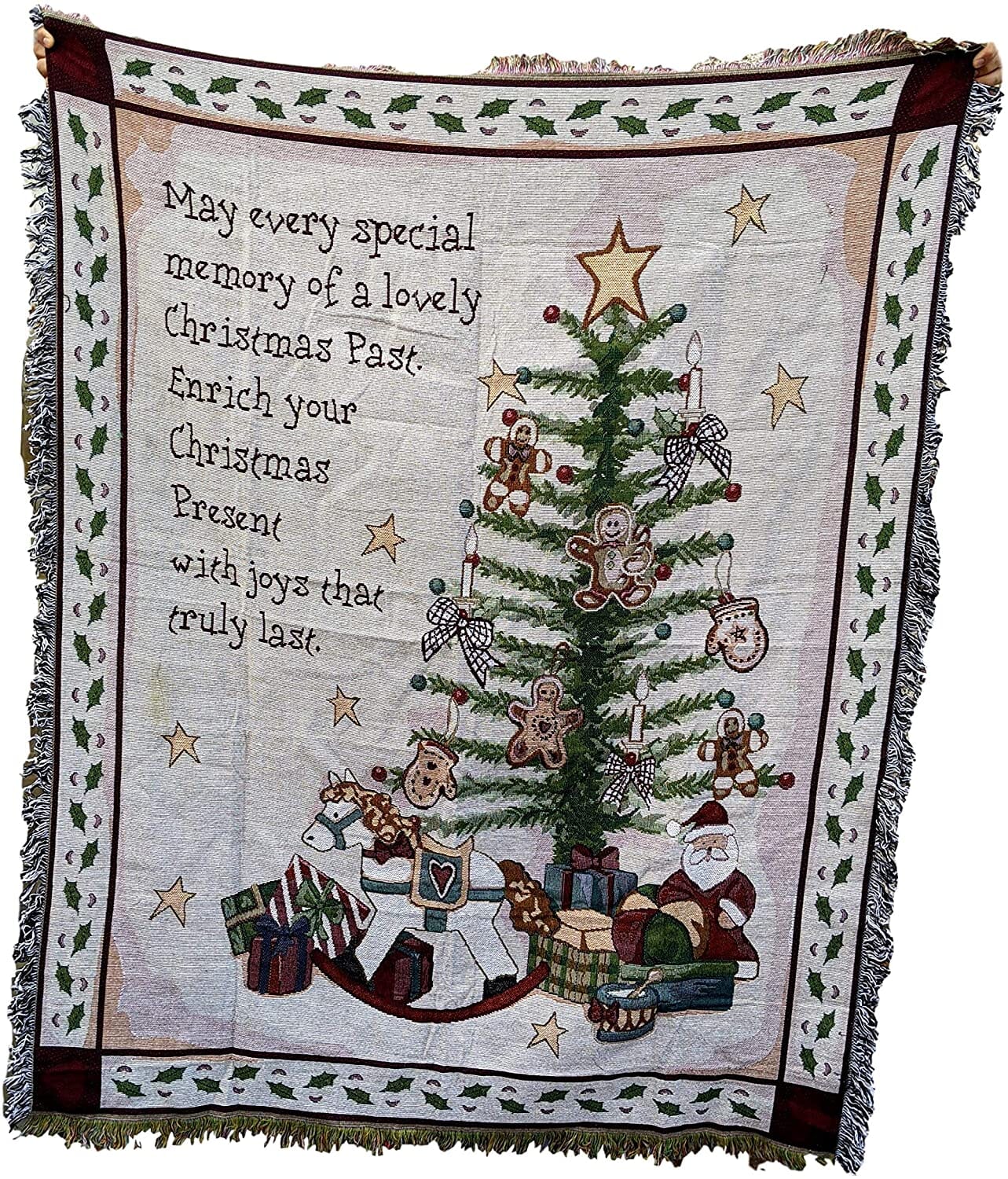 Tache Merry Christmas Tree Morning Tapestry Throw with Fringe (2271)
