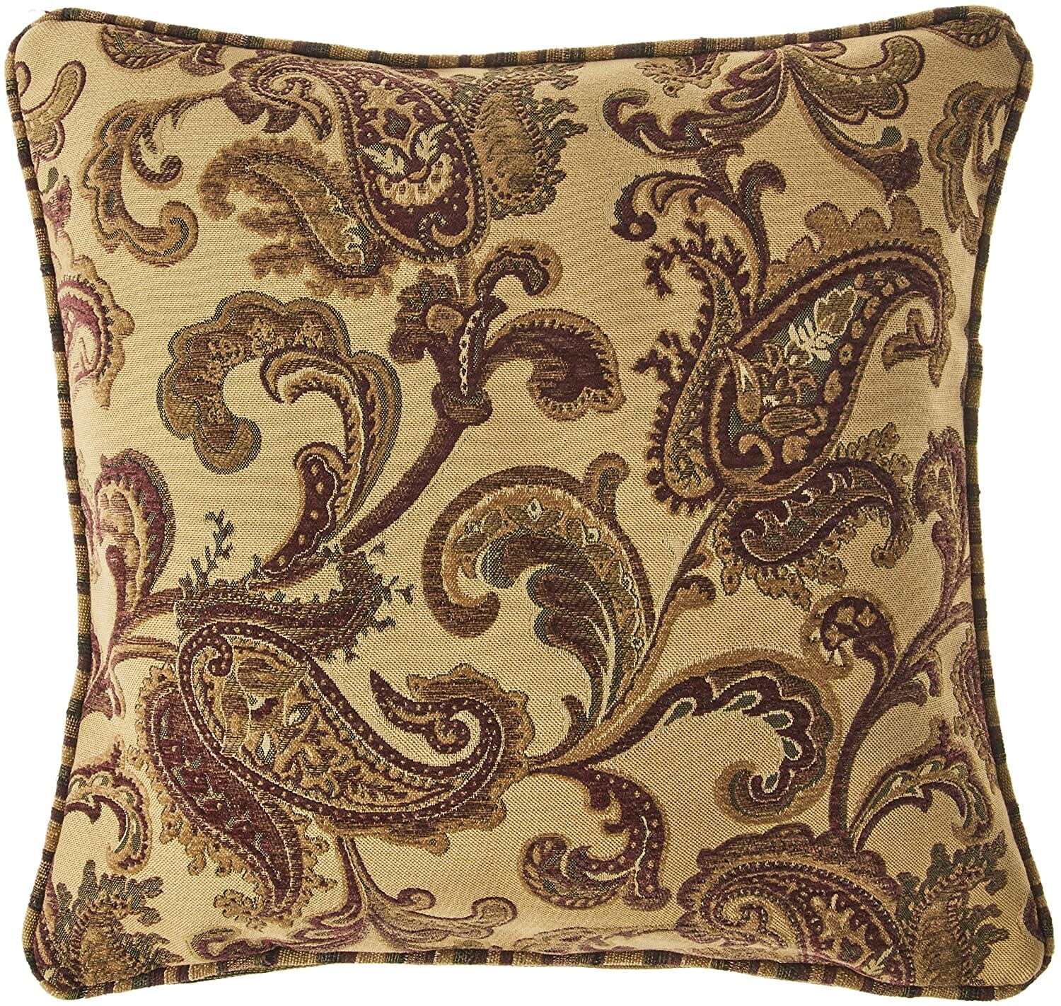 Tache Chenille Elegant Paisley Striped Brown Burgundy Exotic Blooms Comforter Set With Zipper Cover (BM14224) - Tache Home Fashion