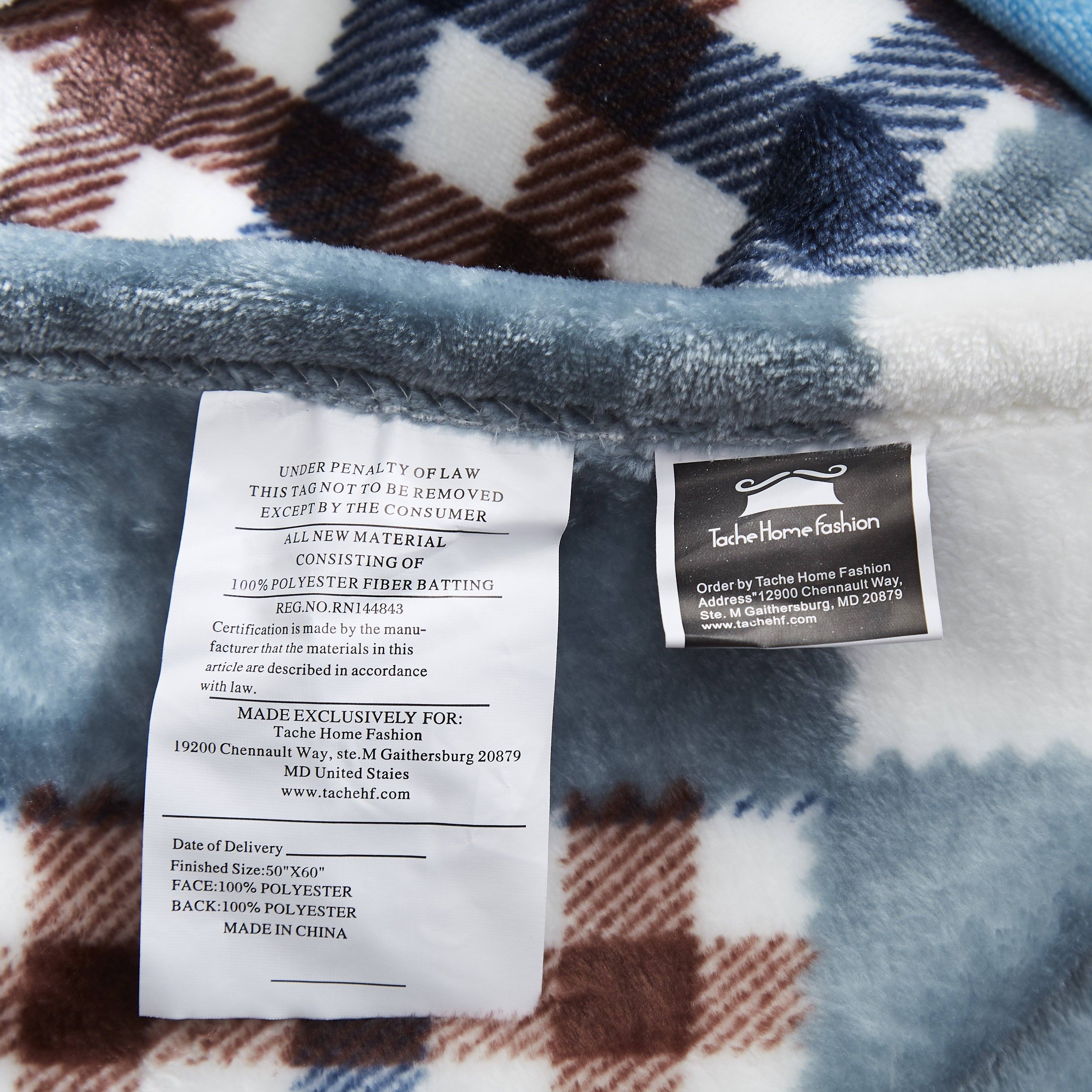 Tache Blue Lake Farmhouse Super Soft Plaid Patchwork Throw Blanket (4024) - Tache Home Fashion