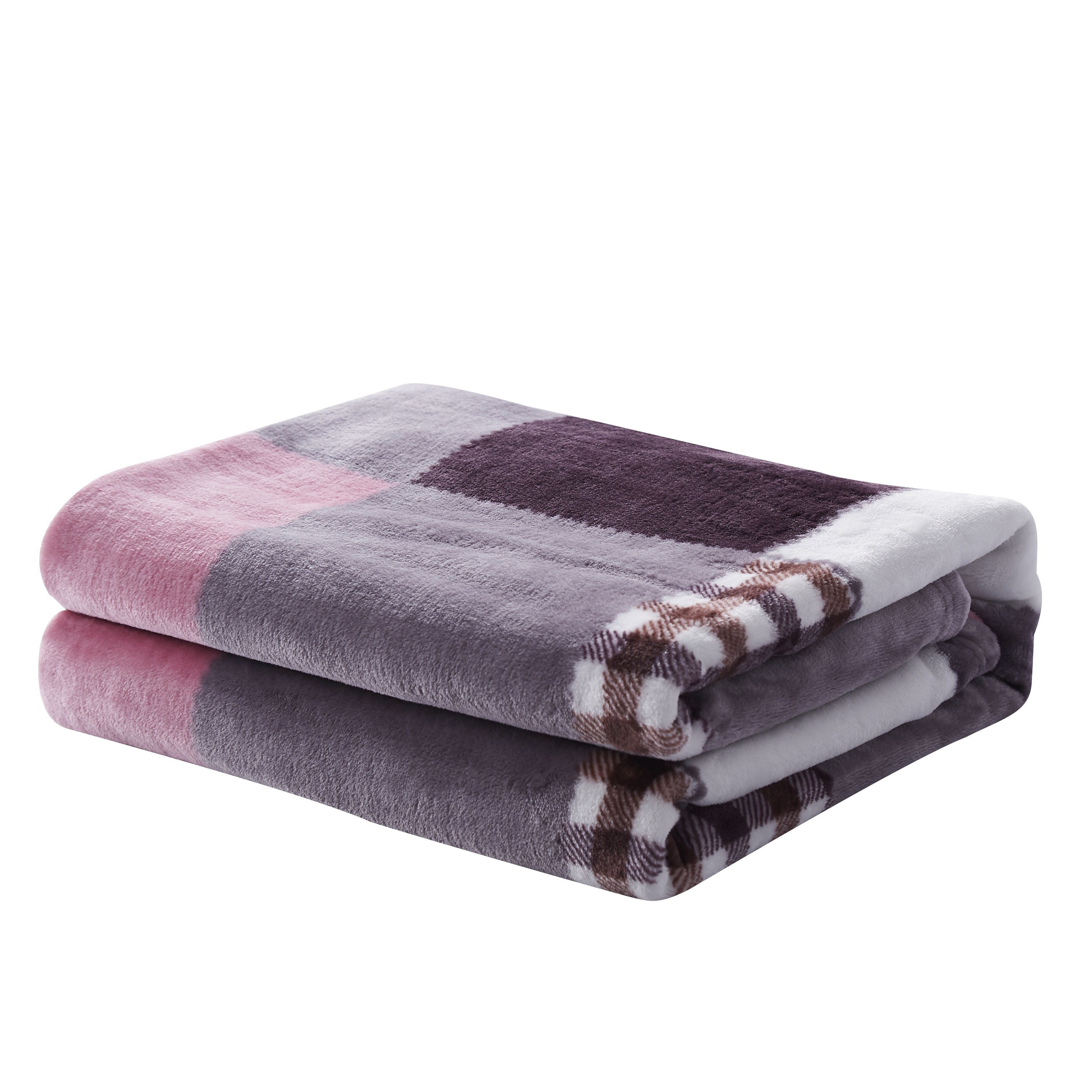 Tache Autumn Muave Purple Pink Farmhouse Super Soft Plaid Patchwork Throw Blanket (4022) - Tache Home Fashion