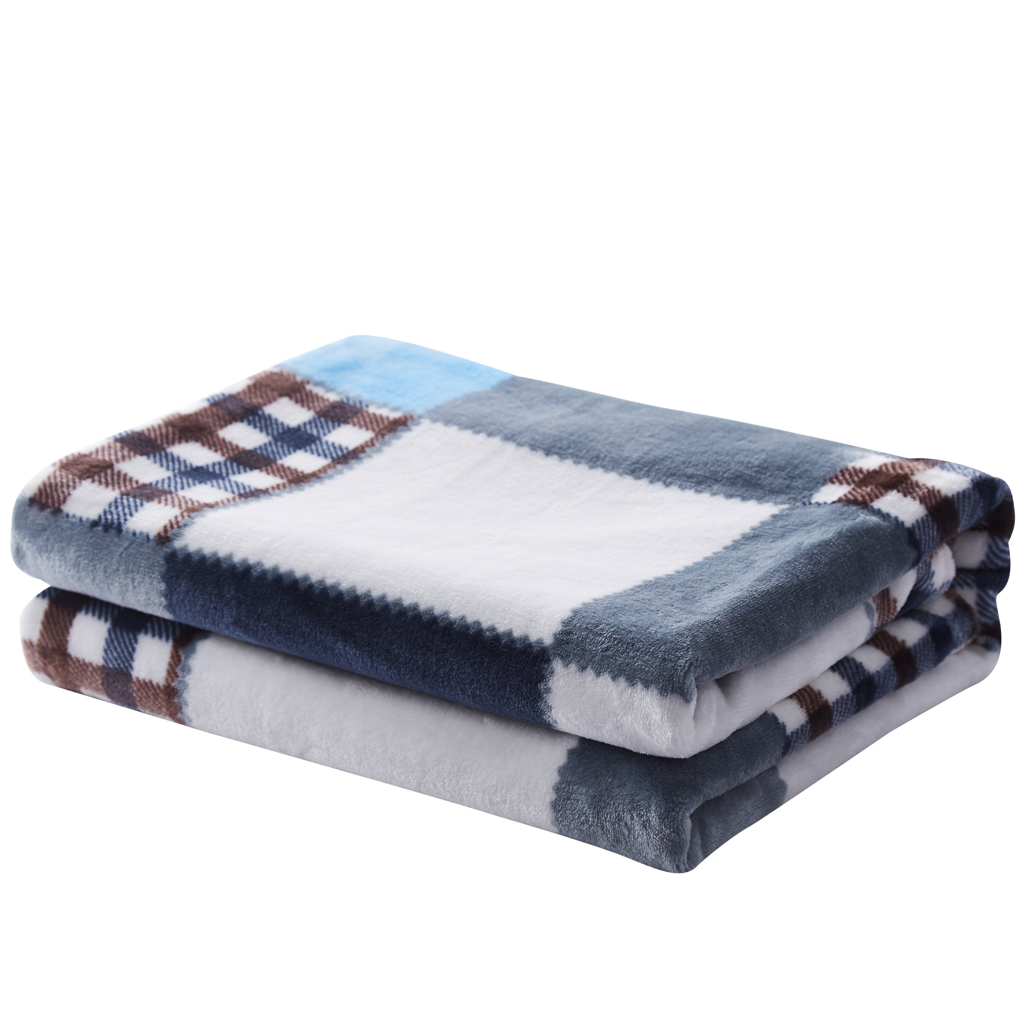 Tache Blue Lake Farmhouse Super Soft Plaid Patchwork Throw Blanket (4024) - Tache Home Fashion