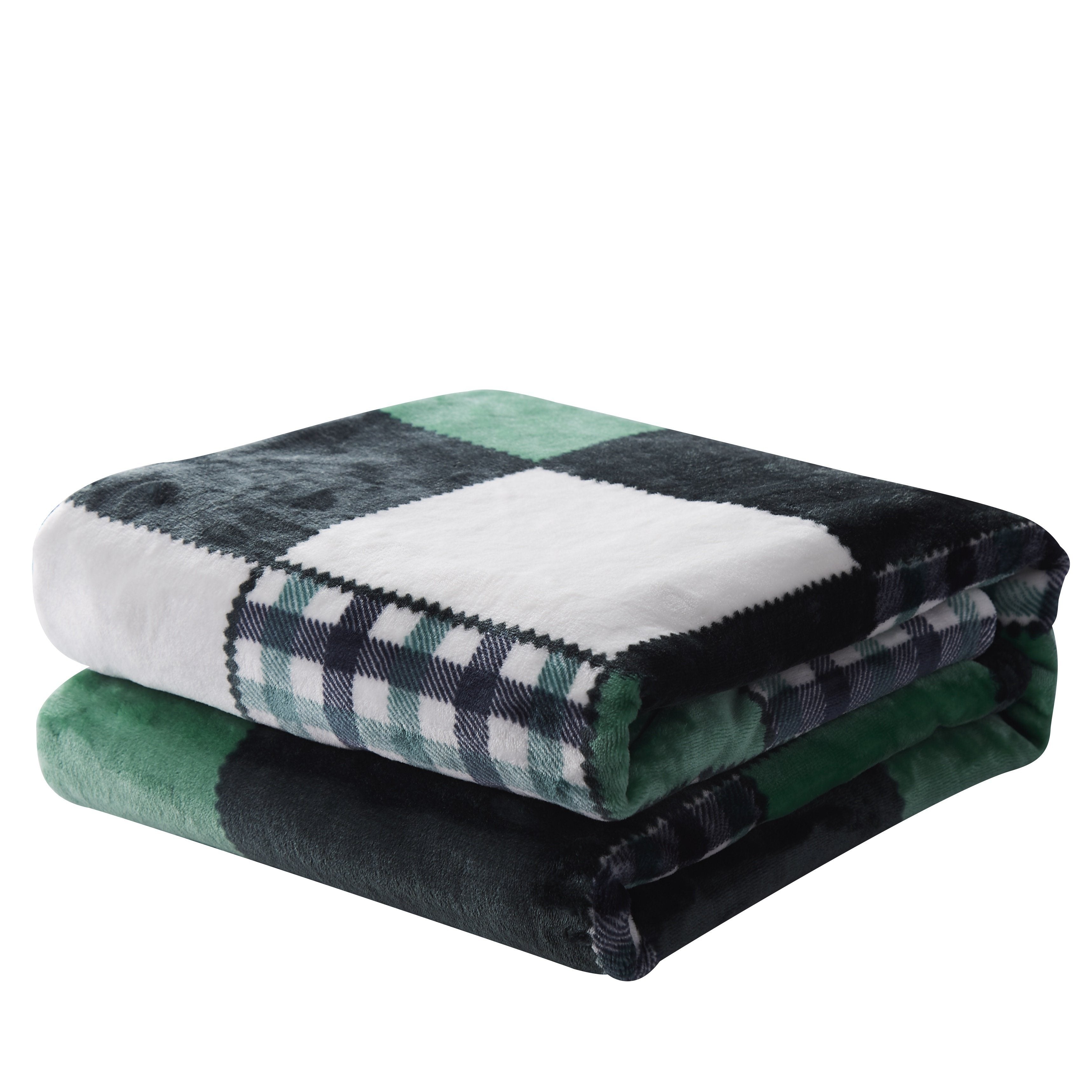 Tache Forest Green Plaid Flannel Throw Blanket (4023) - Tache Home Fashion