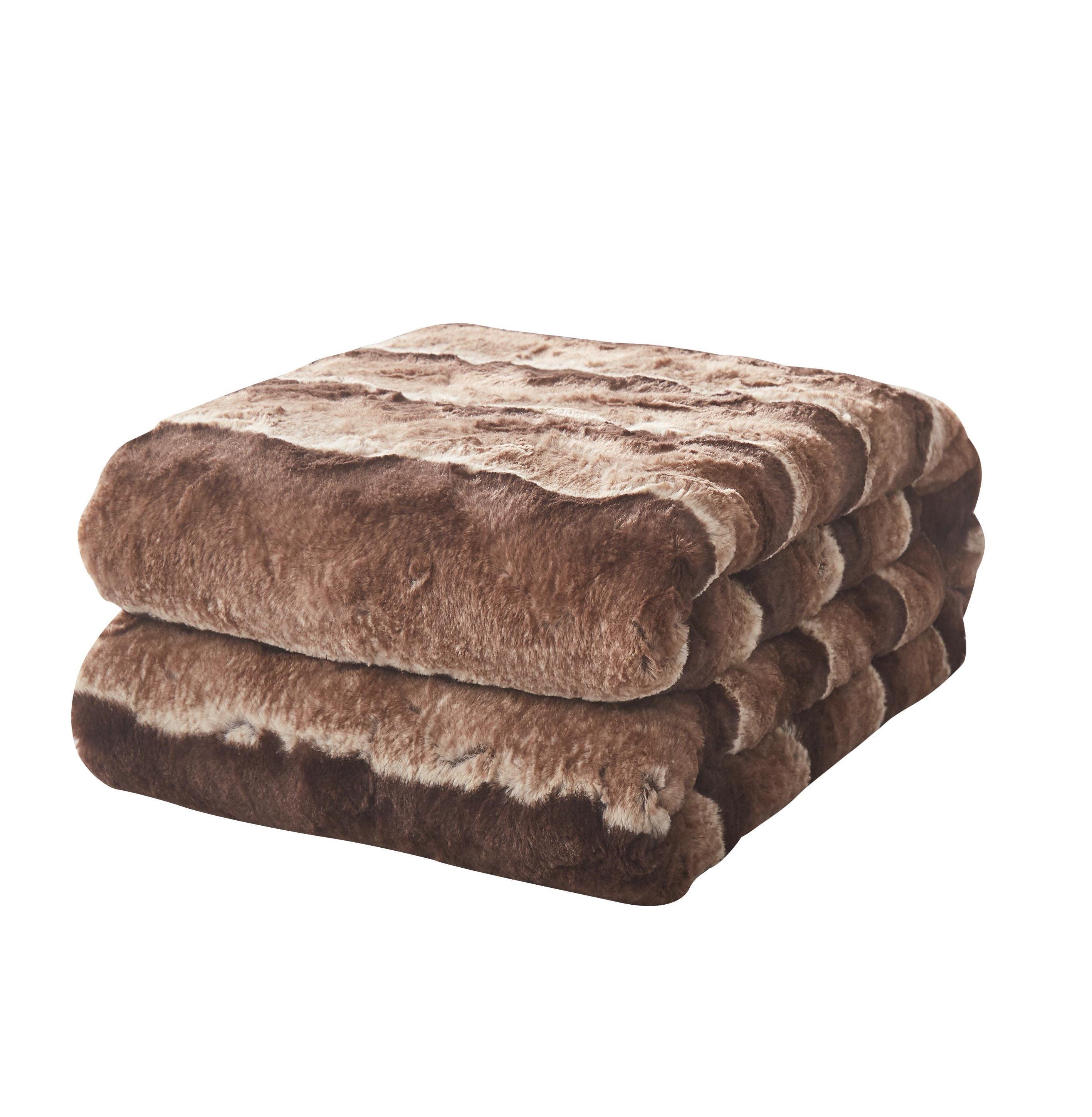 Tache Golden Brown Faux Fur Sherpa Throw Blanket (DY01) - Tache Home Fashion