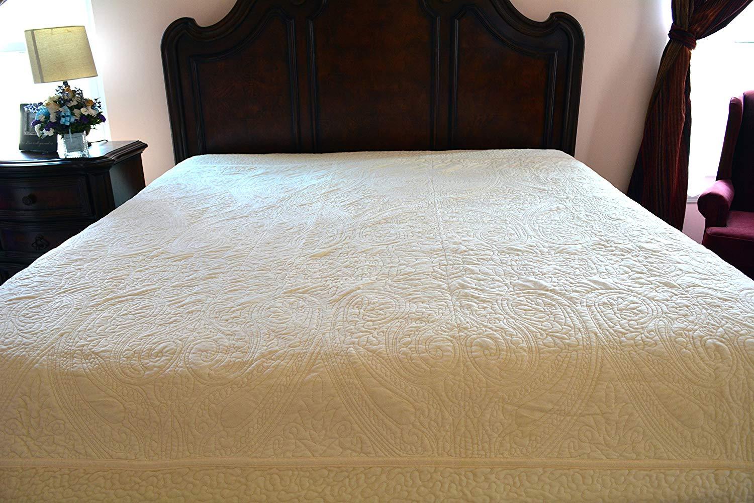 Tache Super Soft Cream Scalloped Good Vibration Quilted Fleece Bedspread Set (DXJ109041-3) - Tache Home Fashion