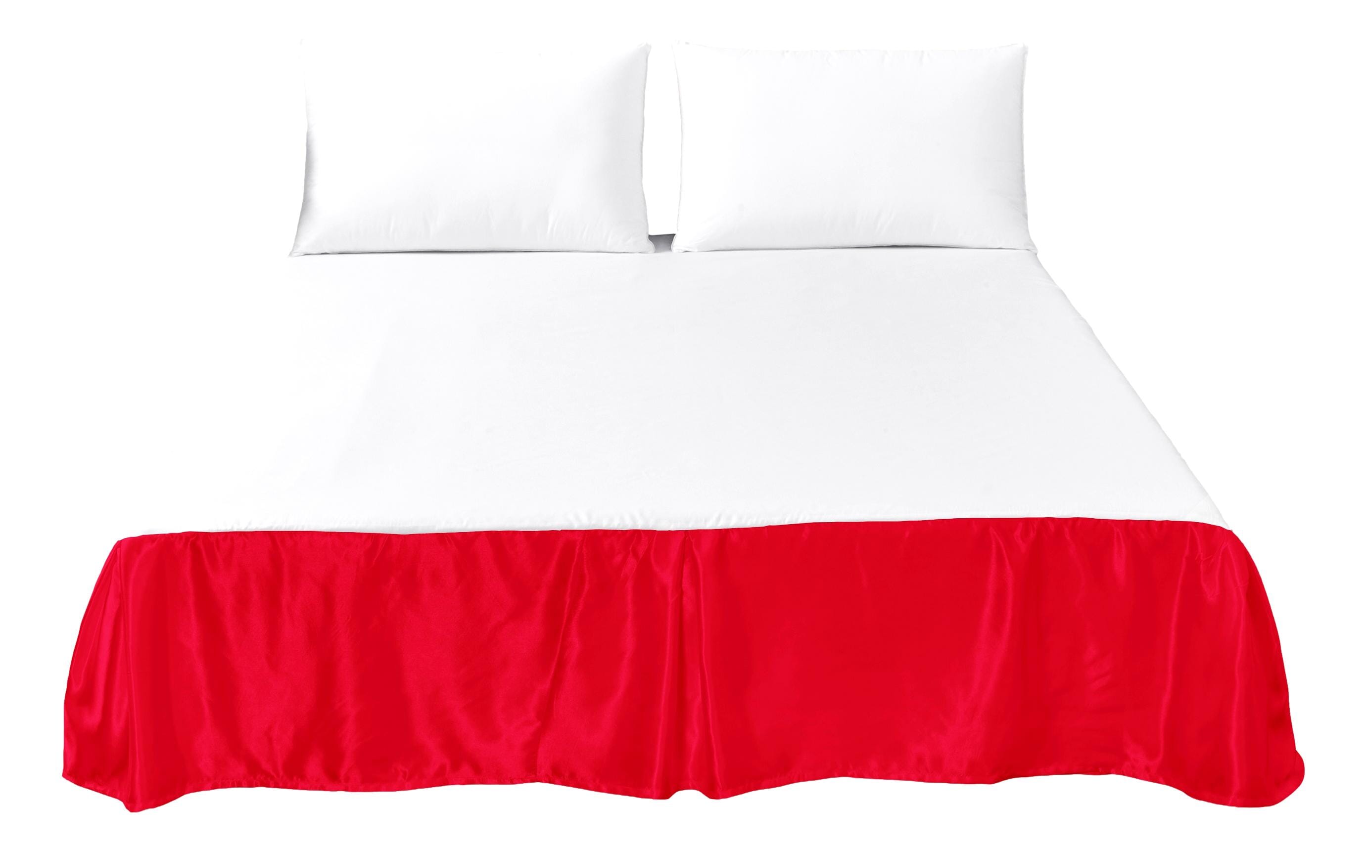 Tache Satin Romantic Bright Red Glam Platform Tailored 14" Bed Skirt Dust Ruffle (HY4174) - Tache Home Fashion