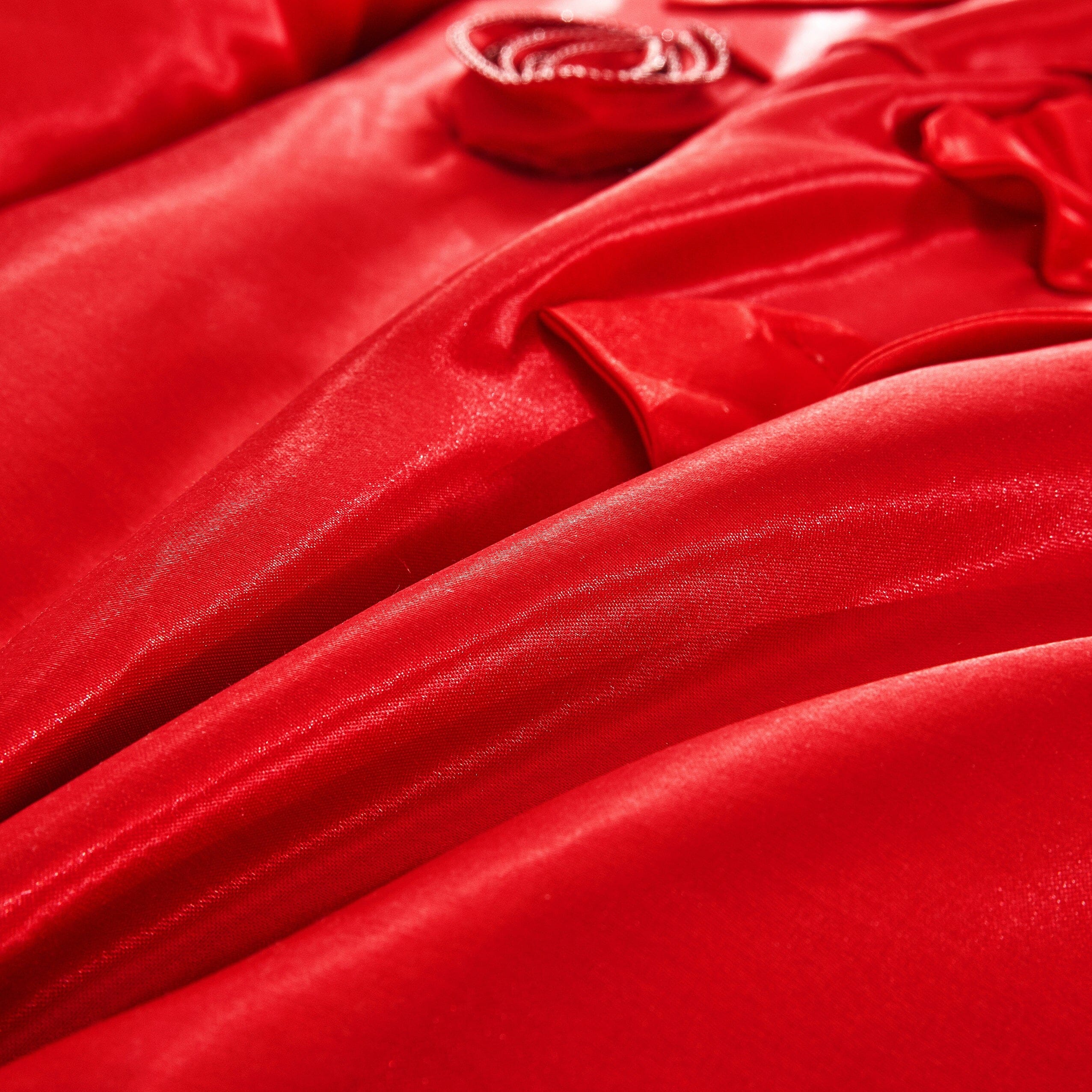 Tache Satin Ruffle Victorian Glam Romantic Red Rose Comforter Set (HY4174) - Tache Home Fashion