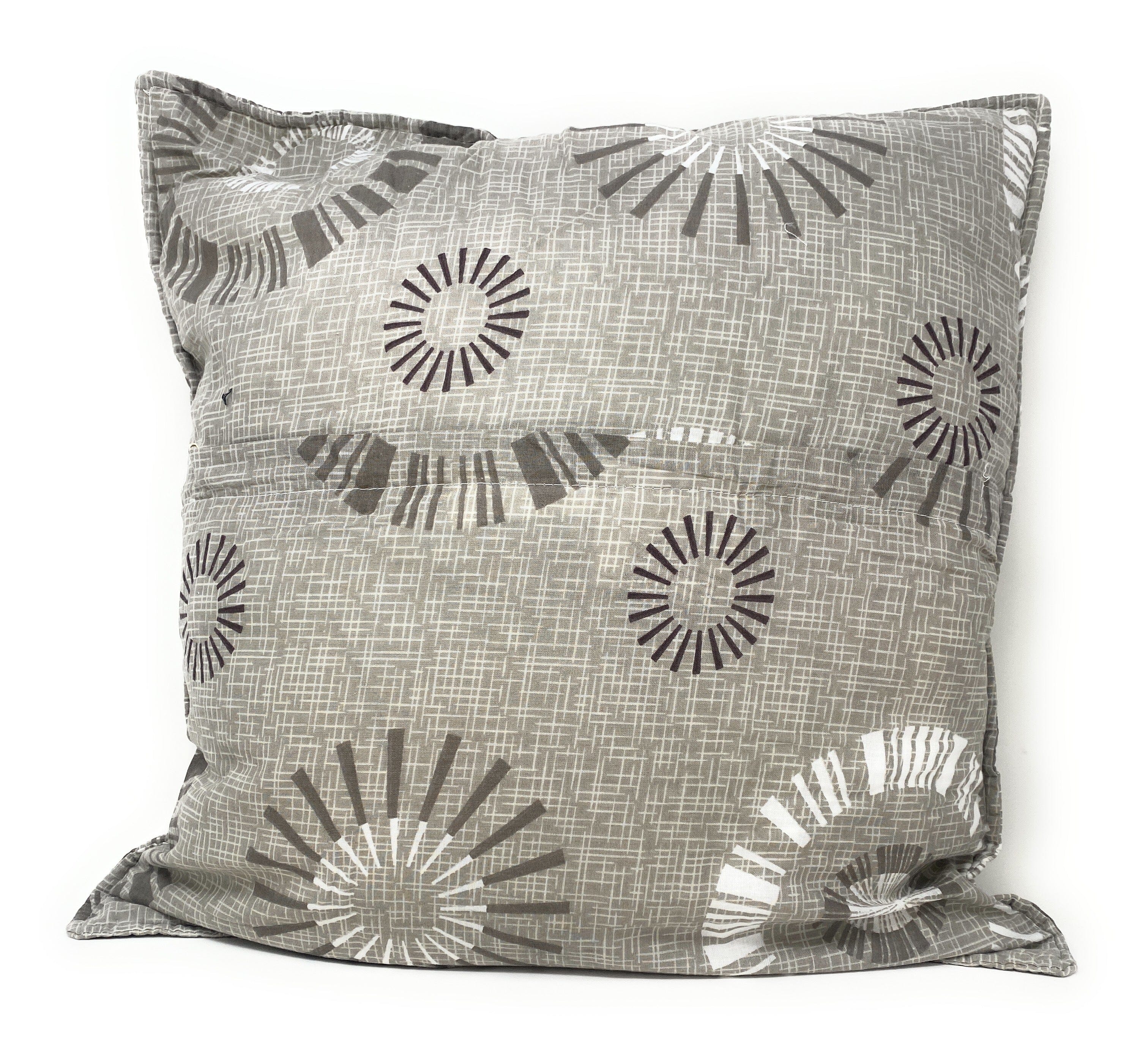 Tache Cotton Taupe Beige Striped Floral Geometric Starburst Decorative 18x18" Throw Pillow Covers -  2-Pieces (DXJ107076) - Tache Home Fashion