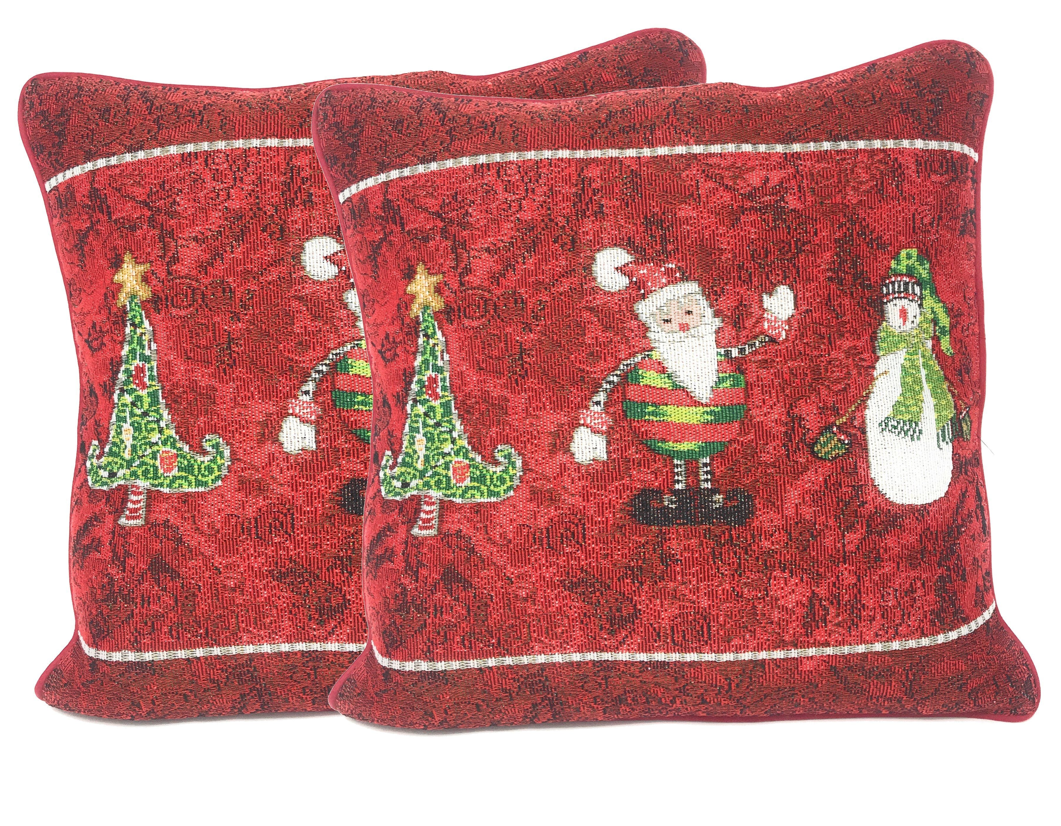 Tache Here Comes Santa Claus Vintage Holiday Woven Tapestry Throw Pillow Cover (8577CC) - Tache Home Fashion