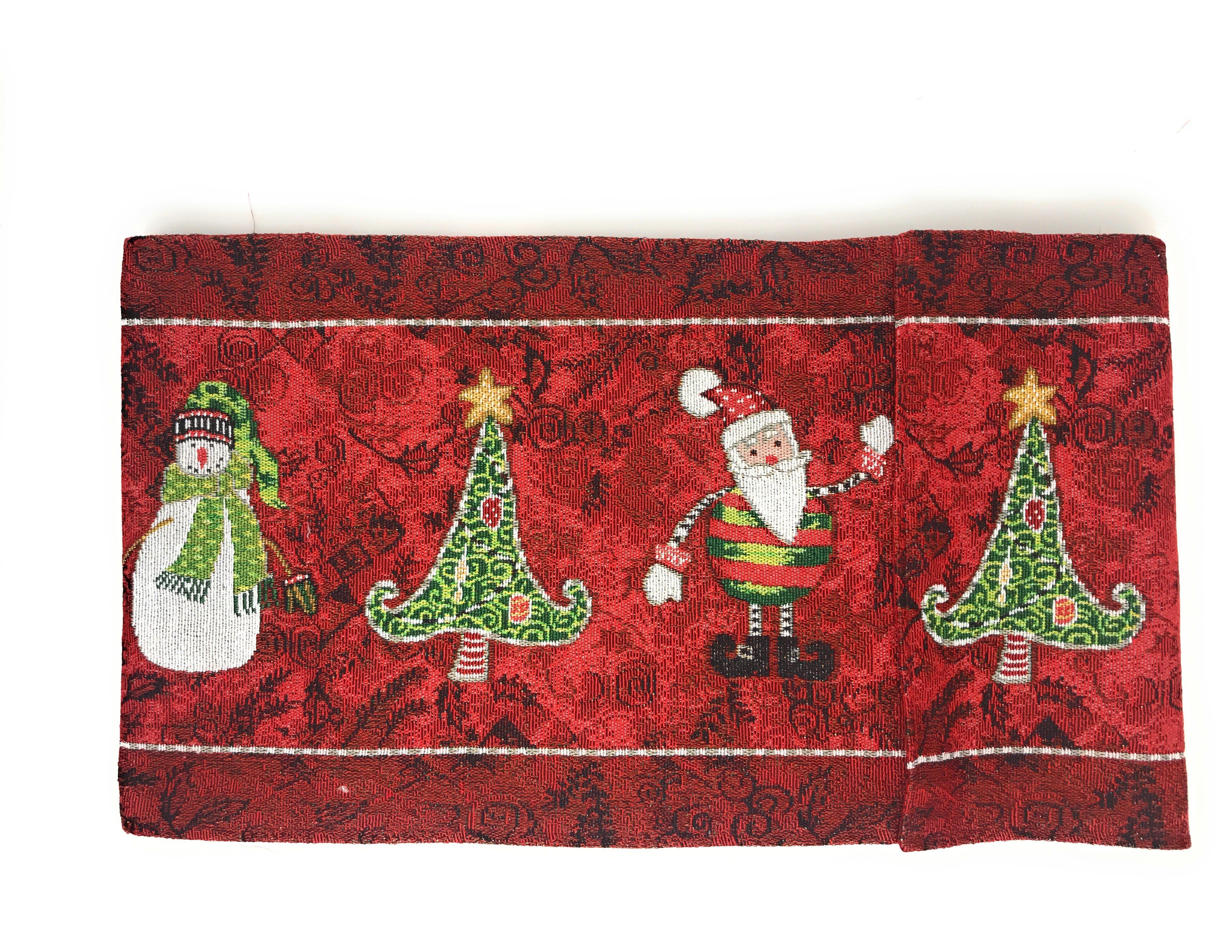 Tache Here Comes Santa Claus Vintage Holiday Woven Tapestry Table Runners (8577TR) - Tache Home Fashion