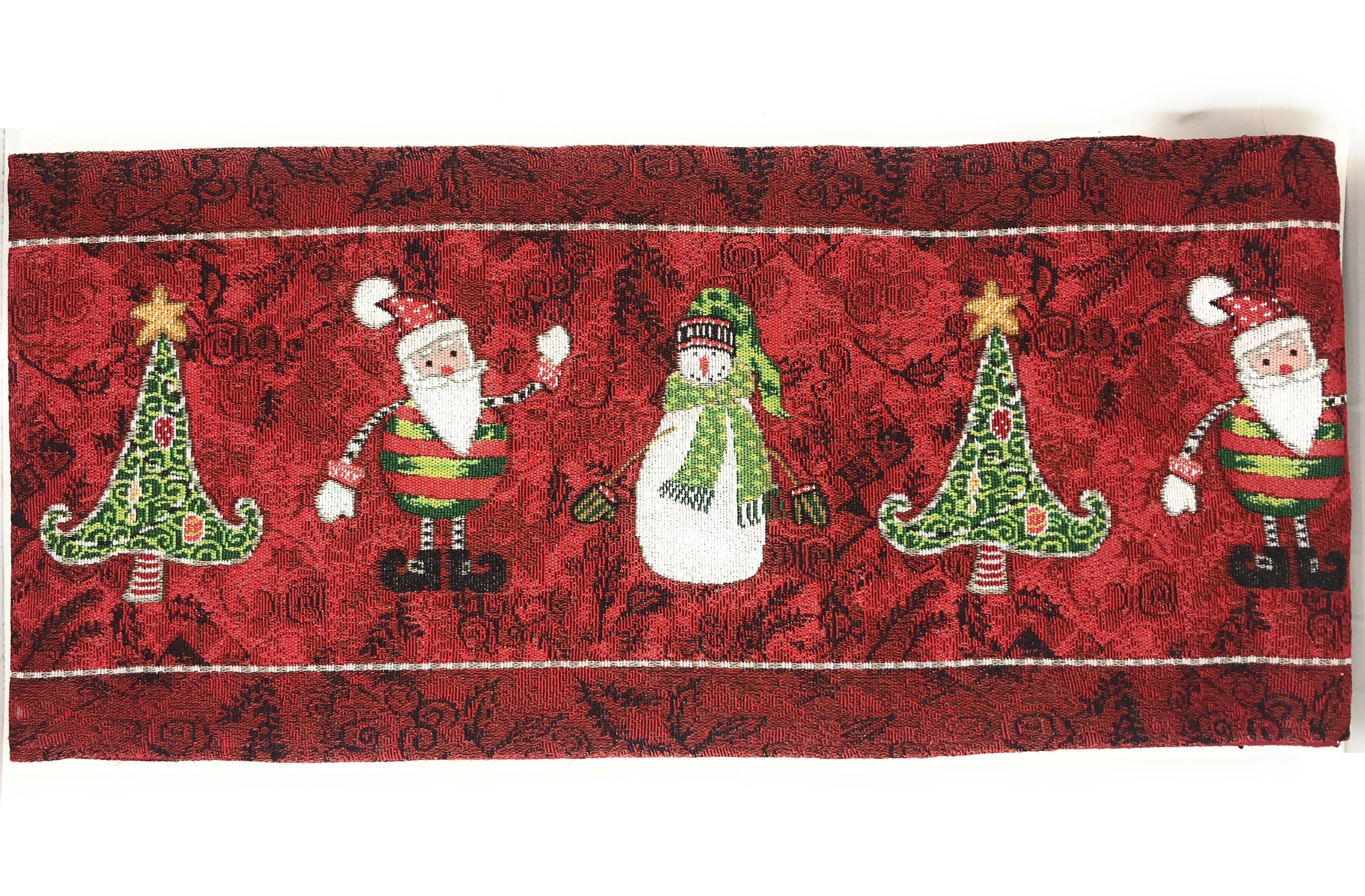 Tache Here Comes Santa Claus Vintage Holiday Woven Tapestry Table Runners (8577TR) - Tache Home Fashion