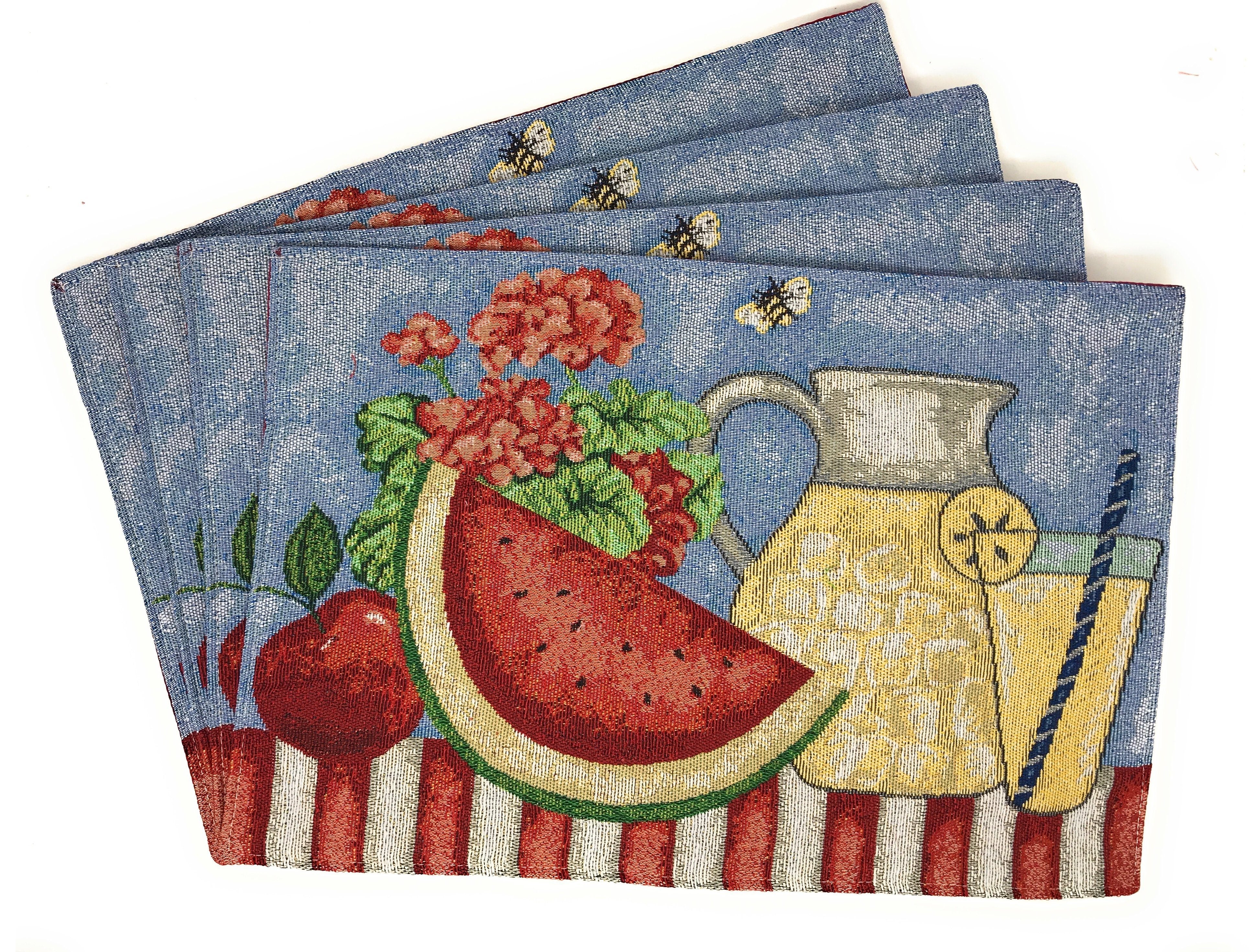 Tache Fruity Drinks Watermelon Lemonade Woven Tapestry Placemat Set (13082PM) - Tache Home Fashion