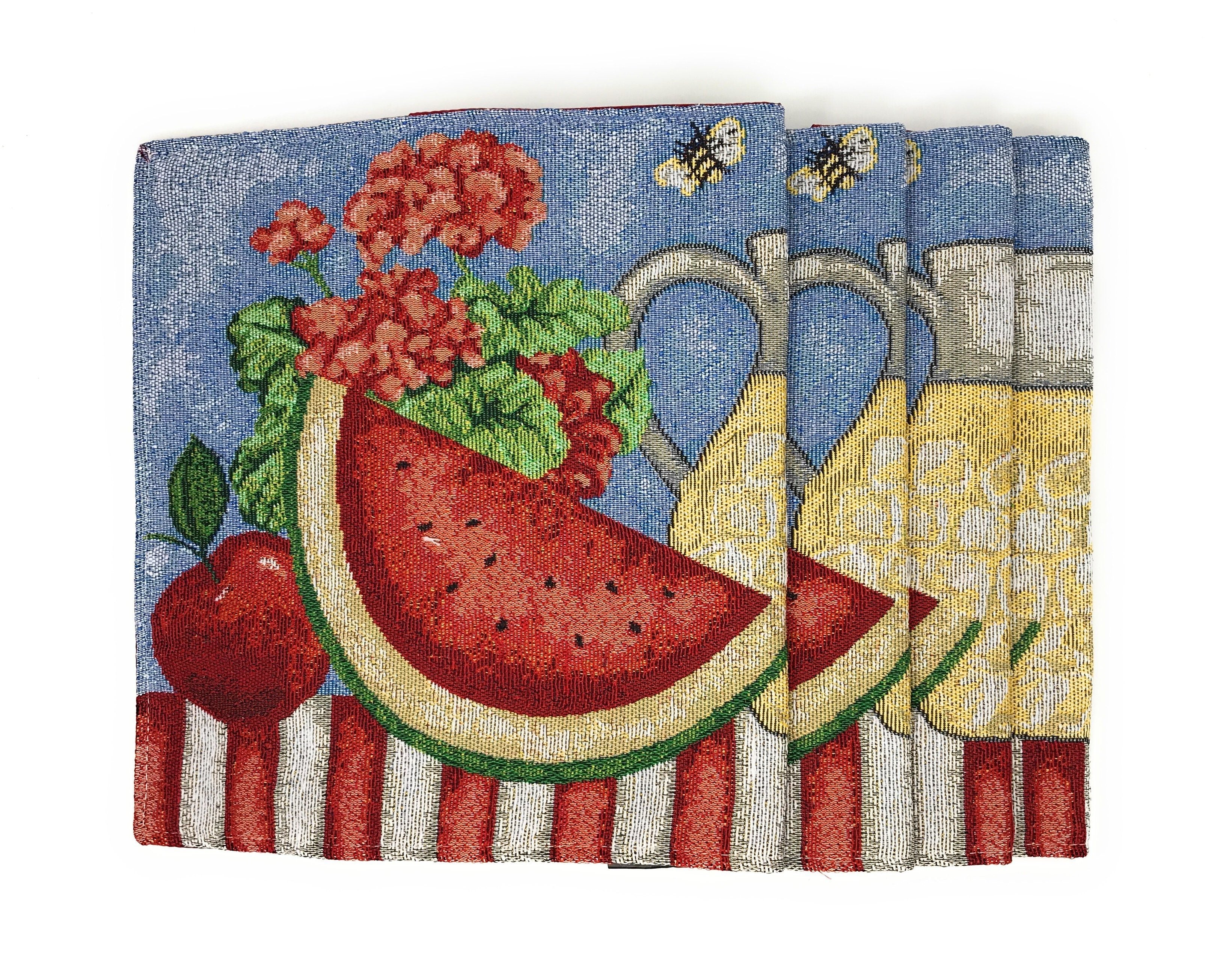 Tache Fruity Drinks Watermelon Lemonade Woven Tapestry Placemat Set (13082PM) - Tache Home Fashion