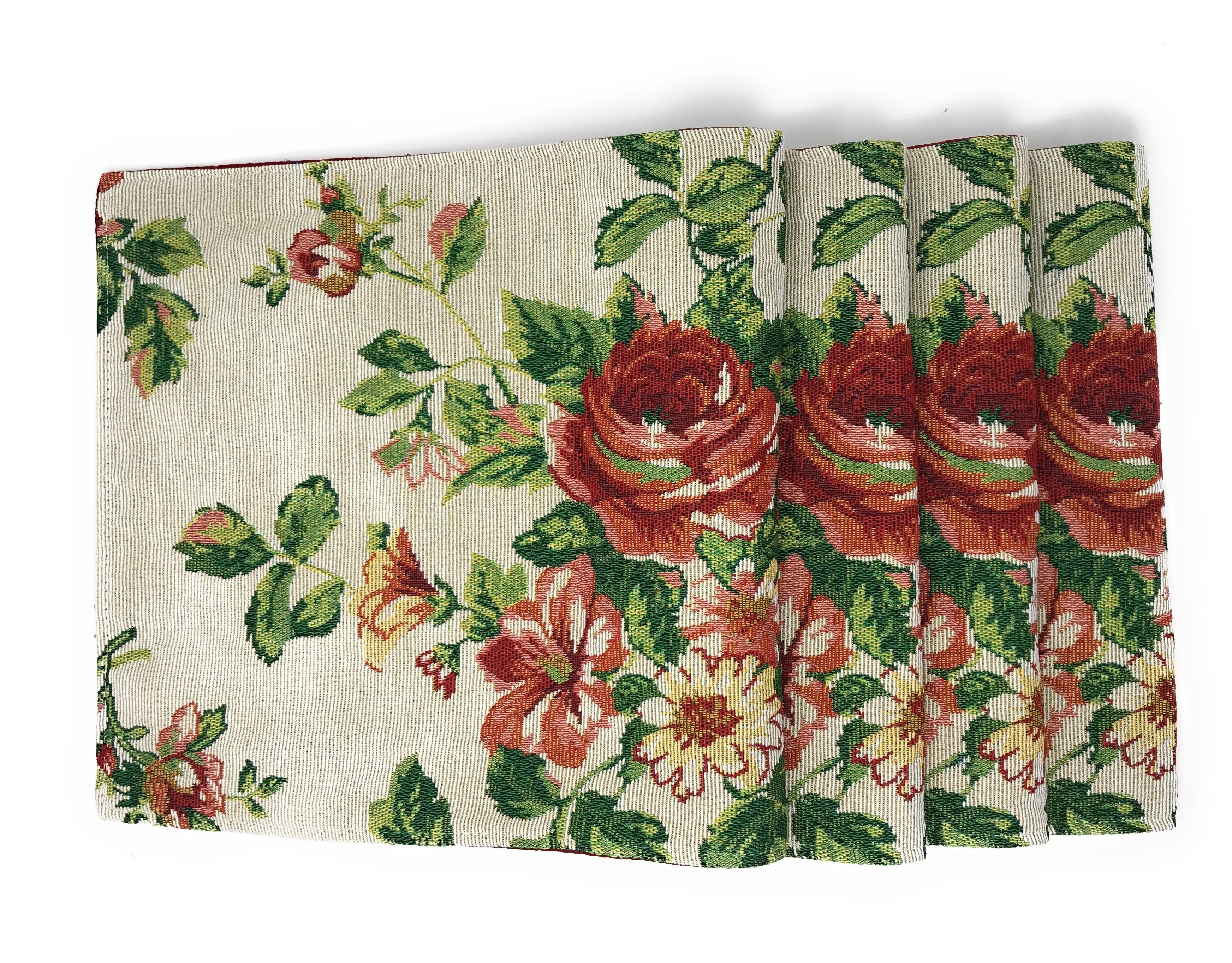Tache Sweet Roses Vintage Ivory Woven Tapestry Placemat Set (17593PM) - Tache Home Fashion