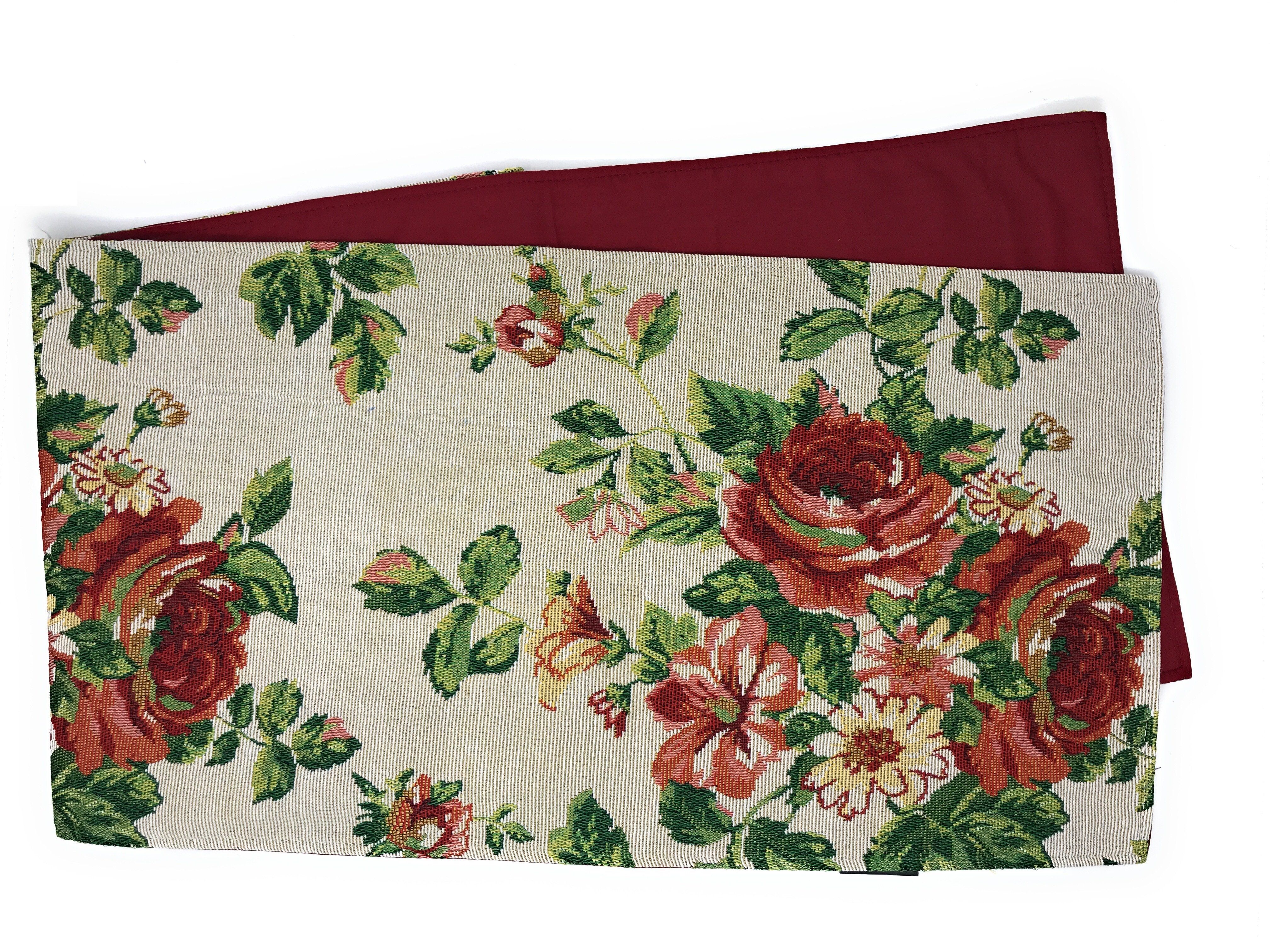 Tache Sweet Roses Vintage Ivory Woven Floral Tapestry Table Runners (17593TR) - Tache Home Fashion