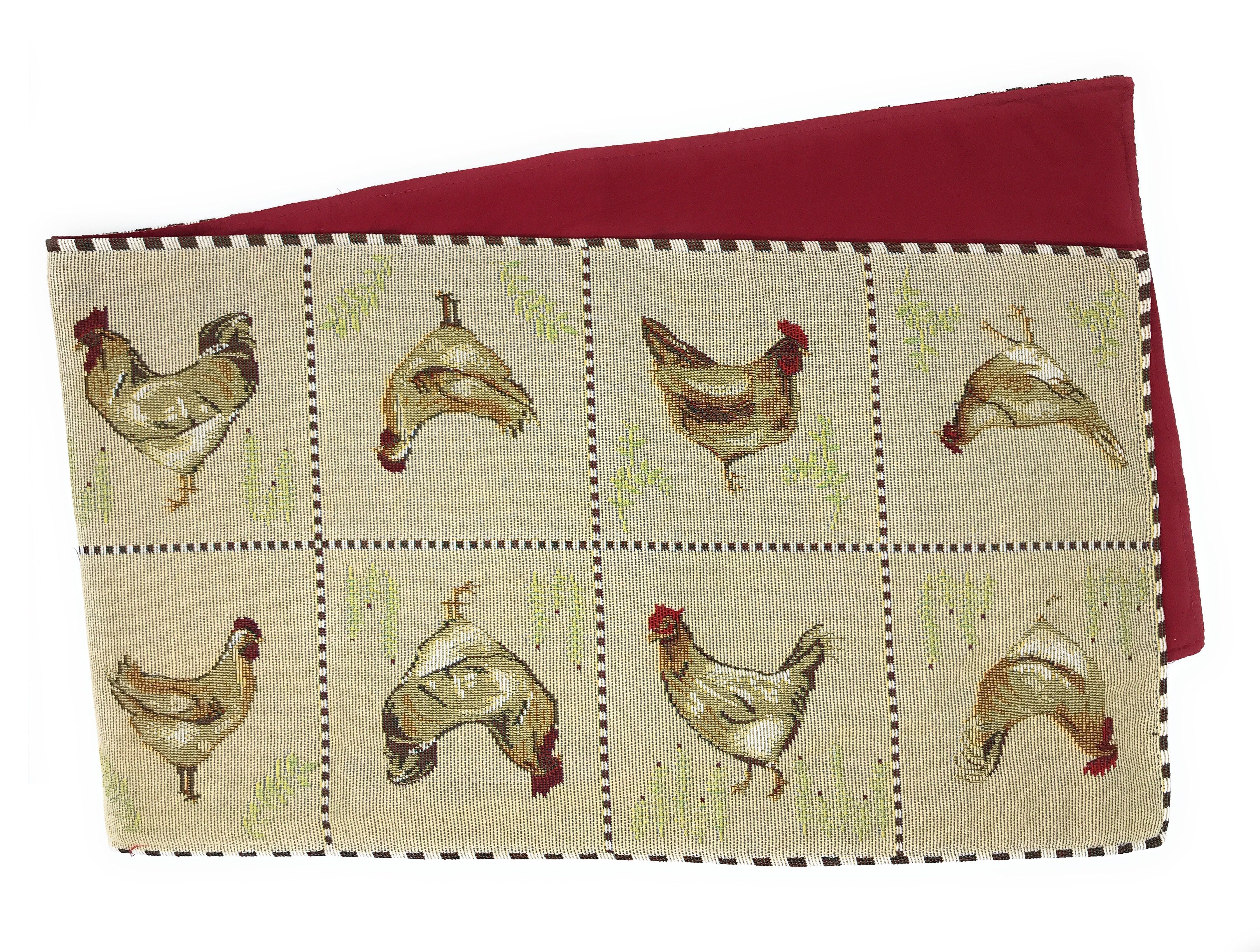Tache Country Farmhouse Rooster Hens Woven Tapestry Table Runners (13139TR) - Tache Home Fashion