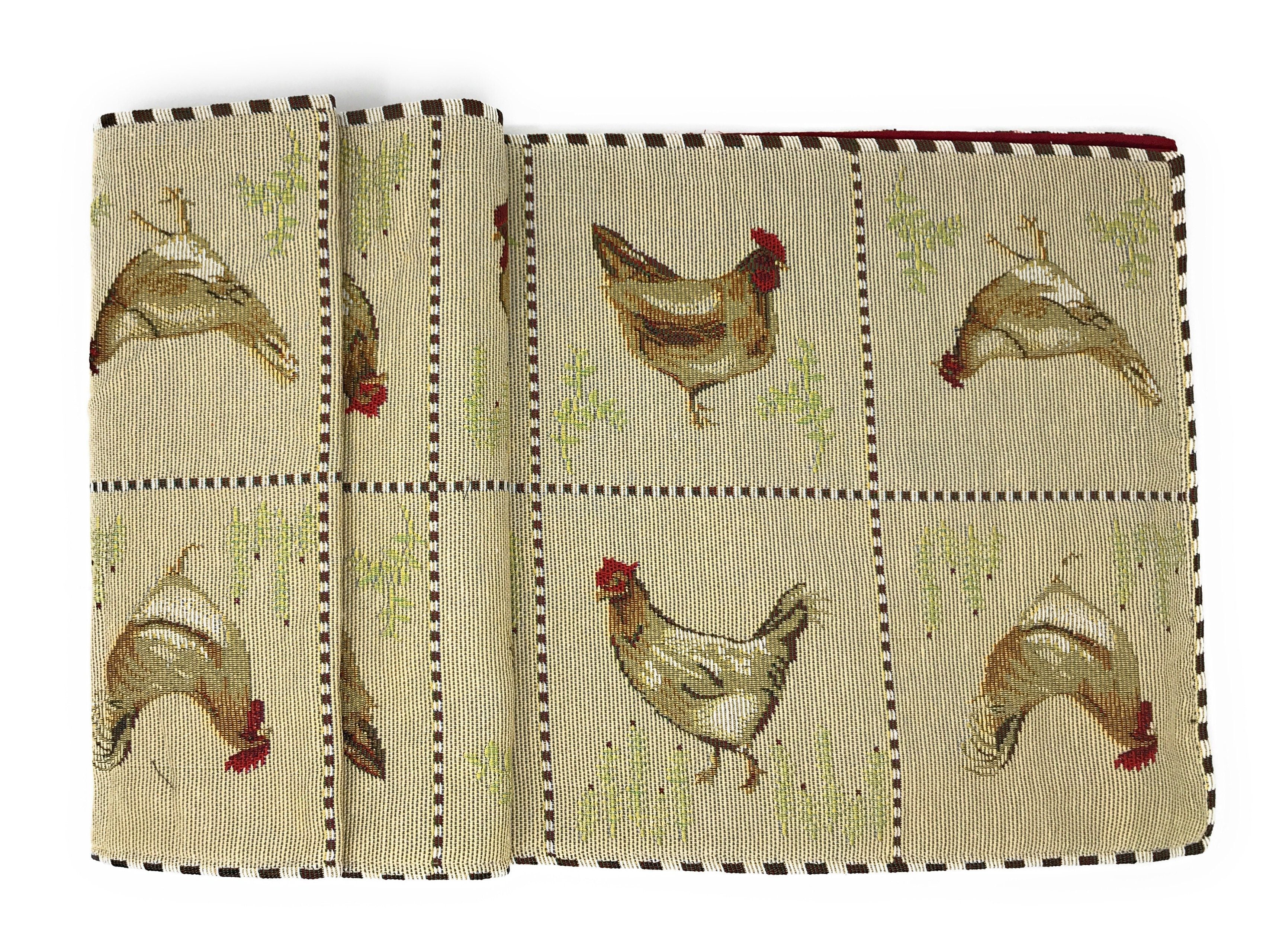 Tache Country Farmhouse Rooster Hens Woven Tapestry Table Runners (13139TR) - Tache Home Fashion