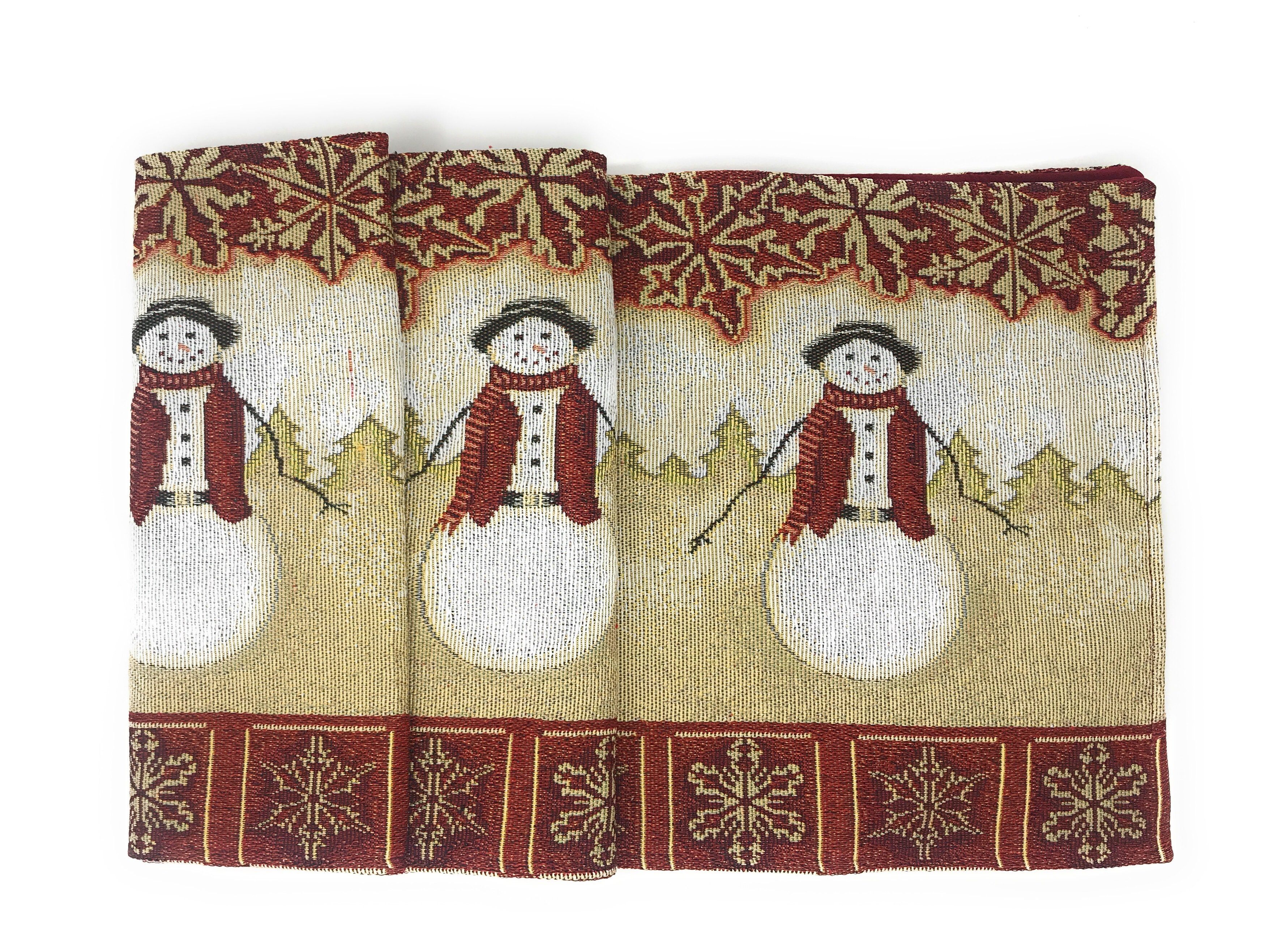 Tache Mr. & Mrs. Snowman Couple Woven Tapestry Table Runners (10323TR) - Tache Home Fashion