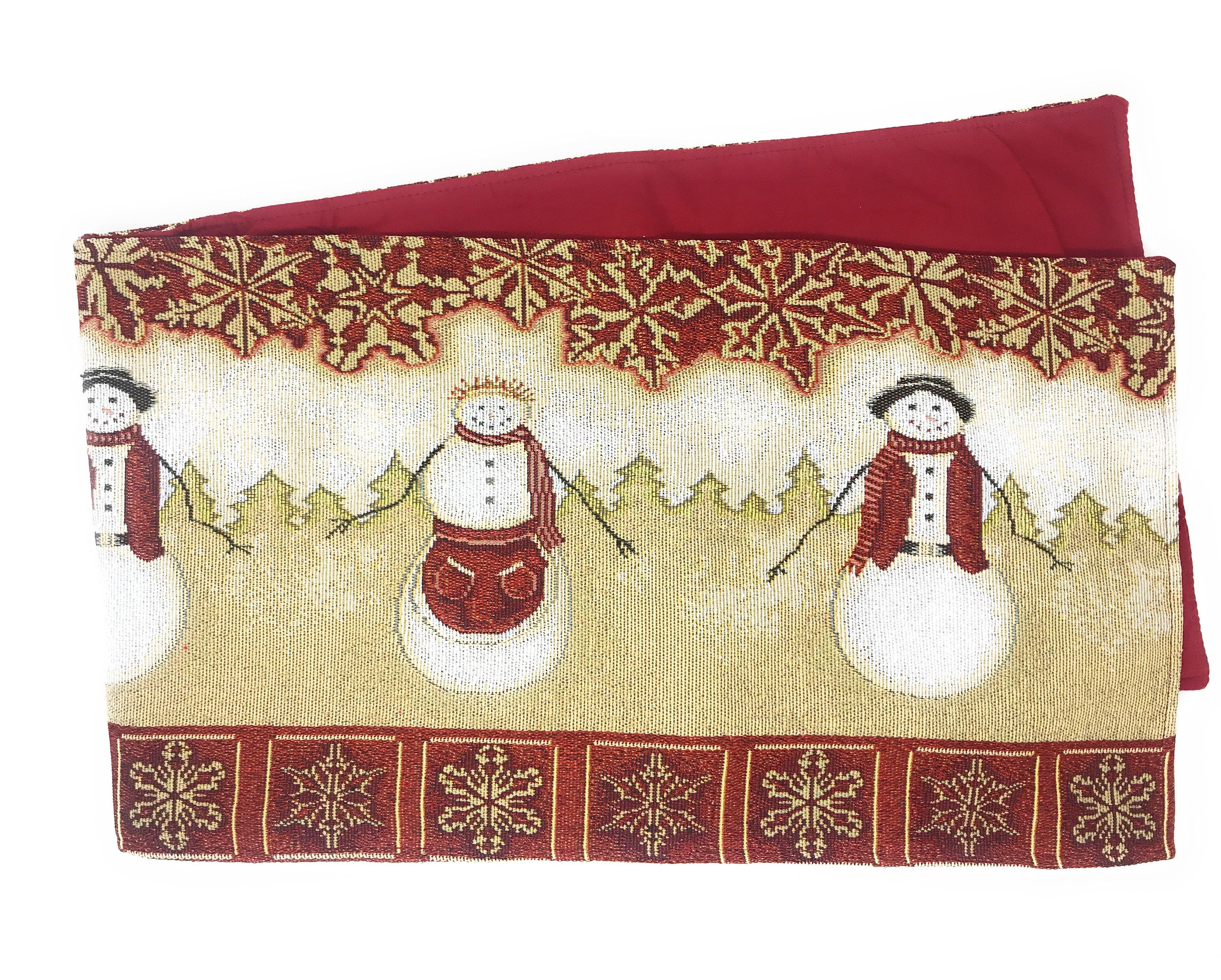 Tache Mr. & Mrs. Snowman Couple Woven Tapestry Table Runners (10323TR) - Tache Home Fashion