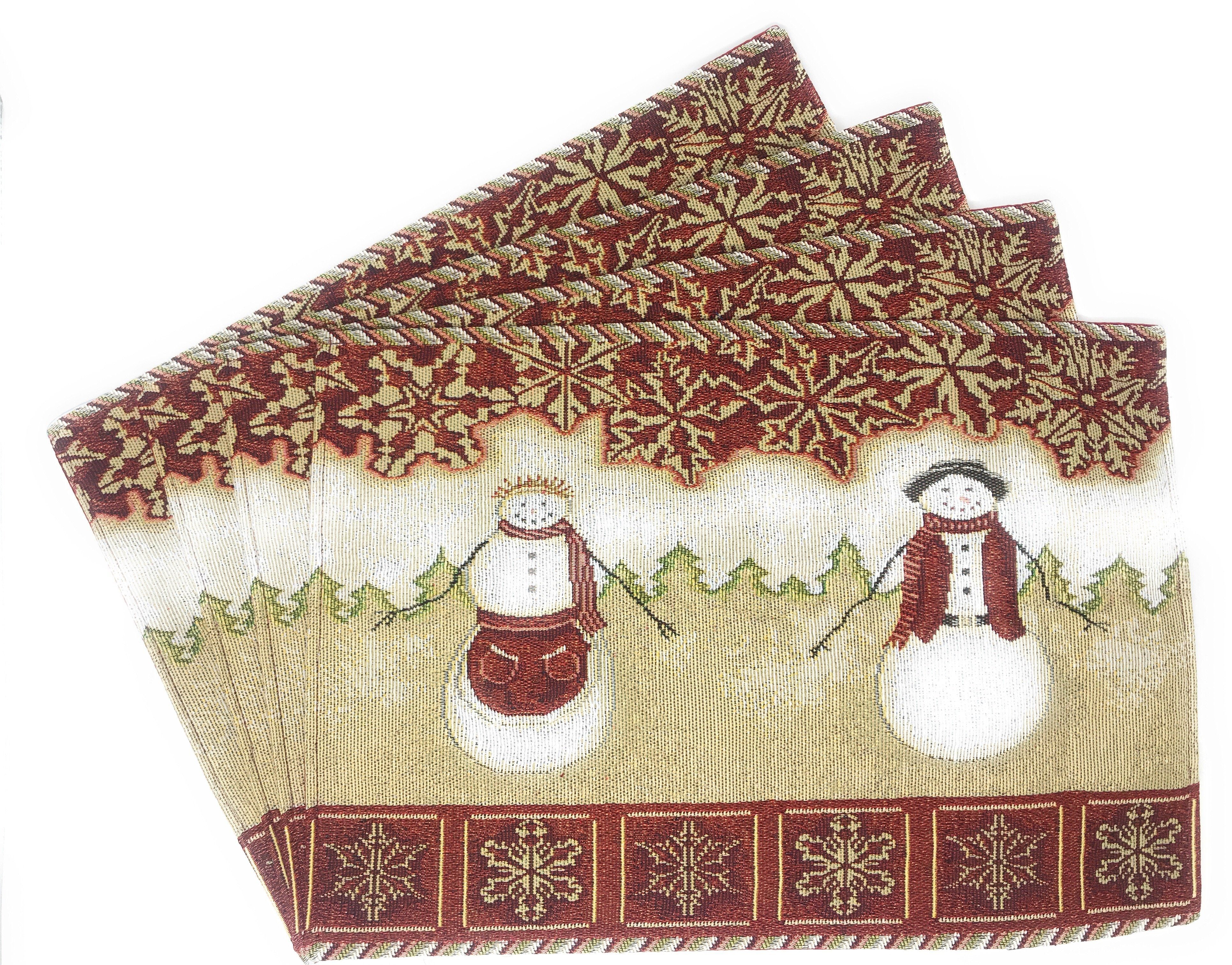 Tache Mr. & Mrs. Snowman Couple Woven Tapestry Placemat Set of 4 (10323PM) - Tache Home Fashion