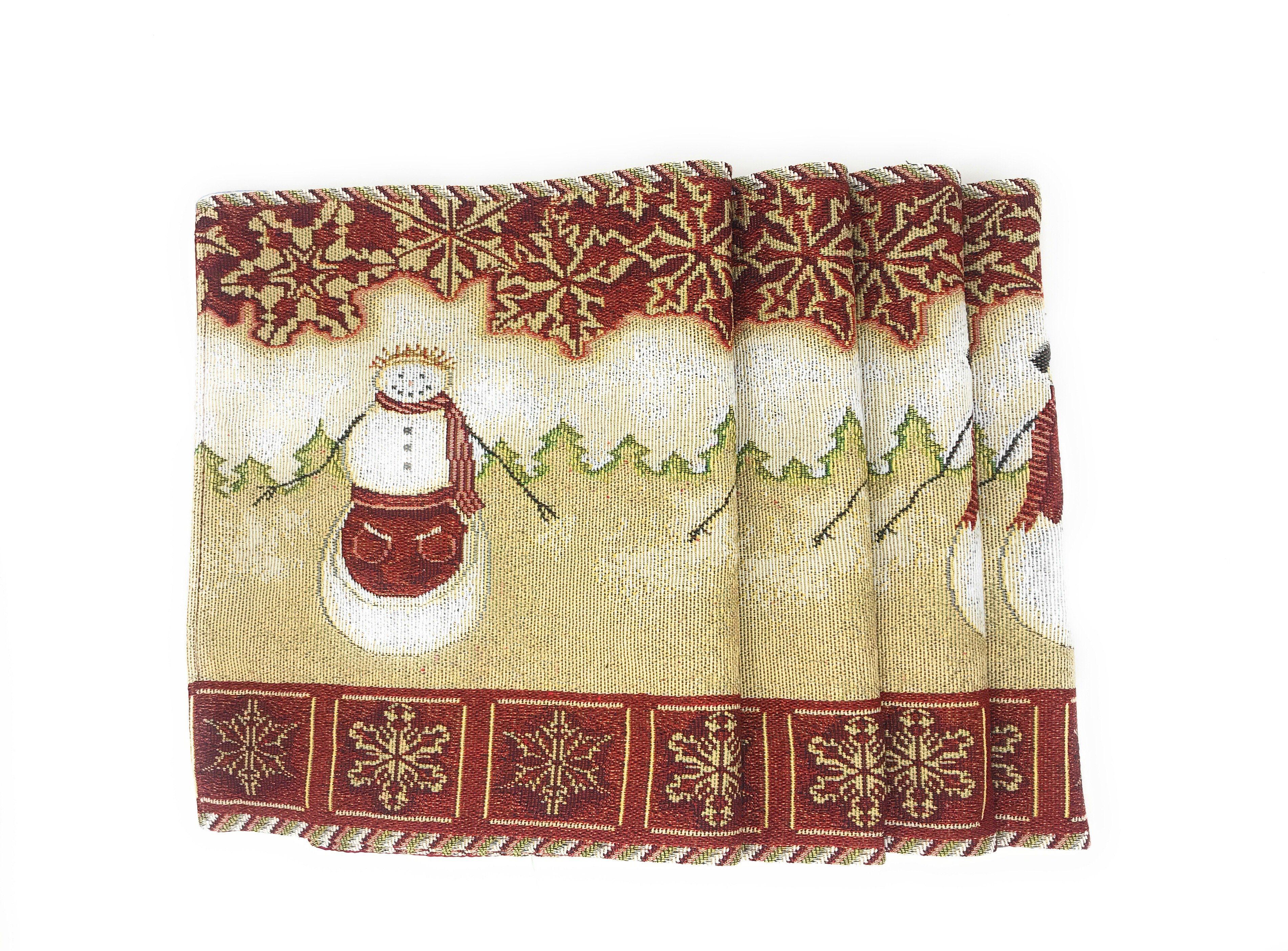 Tache Mr. & Mrs. Snowman Couple Woven Tapestry Placemat Set of 4 (10323PM) - Tache Home Fashion