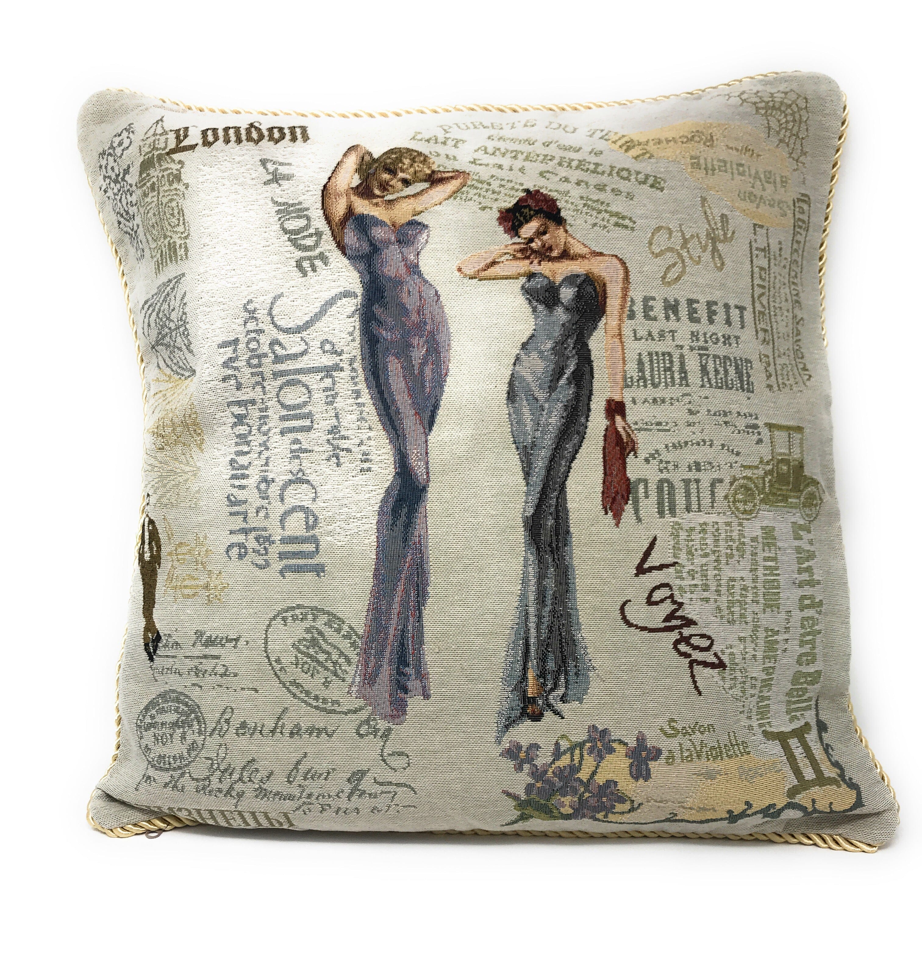 Tache European Models Vintage London Postcard Tapestry Woven Throw Pillow Cover (1351) - Tache Home Fashion